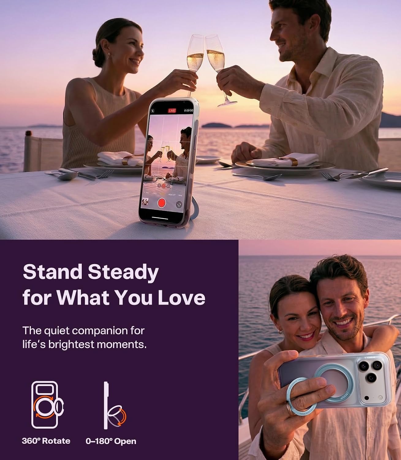 image:imageTORRAS O3 Air Gradient for iPhone 17 Pro Max Case with 360 Magnetic Stand Fit for MagSafe MilitaryGrade Protection Slim Case for iPhone 17 Pro Max 69 Dusk Haze PurpleDusk Haze