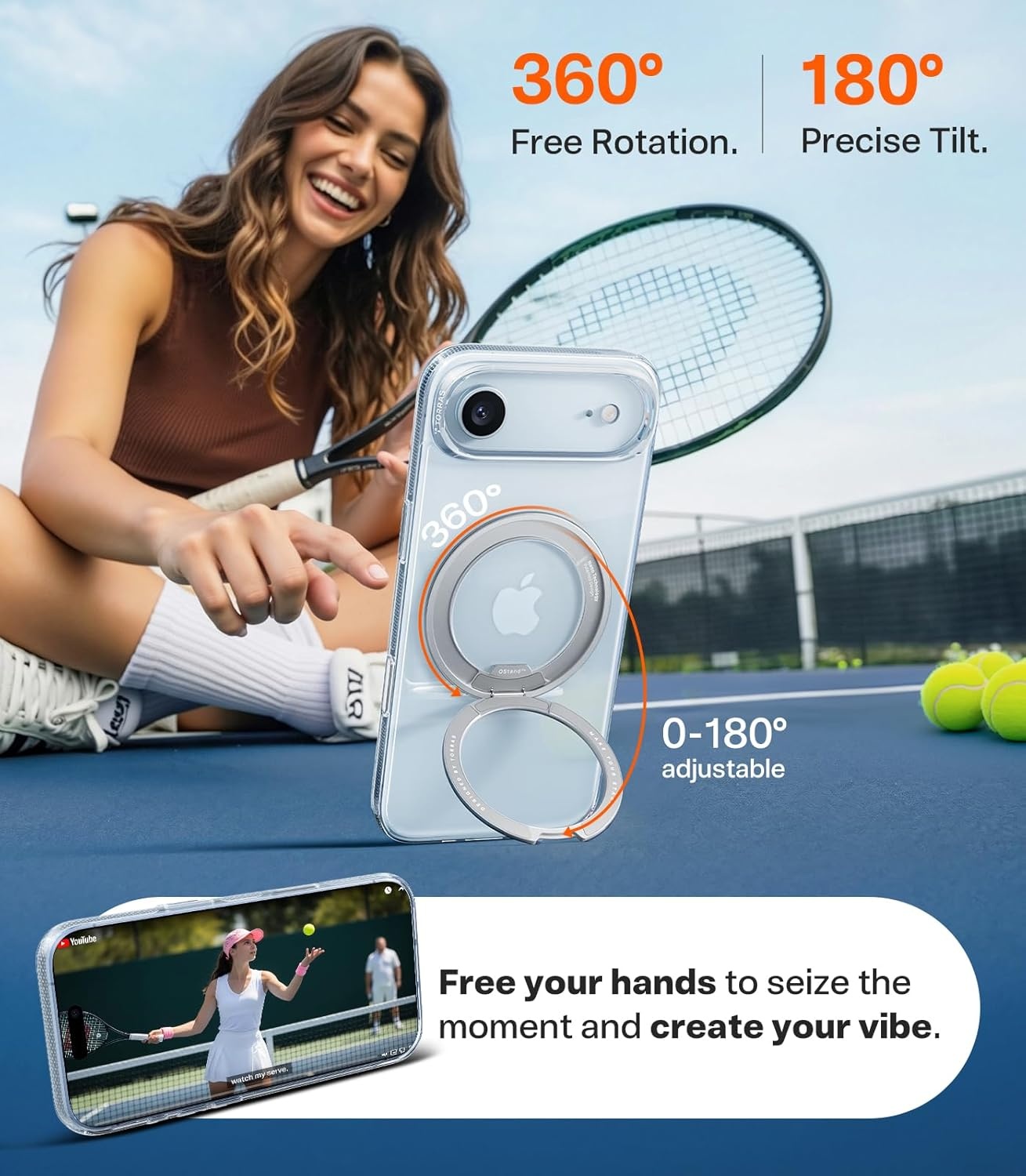 image:imageTORRAS O3 Fitness for iPhone 16 Pro Case Magnetic Stand Fit for MagSafe 360 Rotatable Stable Stand Camera Control Button MilitaryGrade Shockproof Slim amp Sleek Mint Green TranslucentCrystal Clear