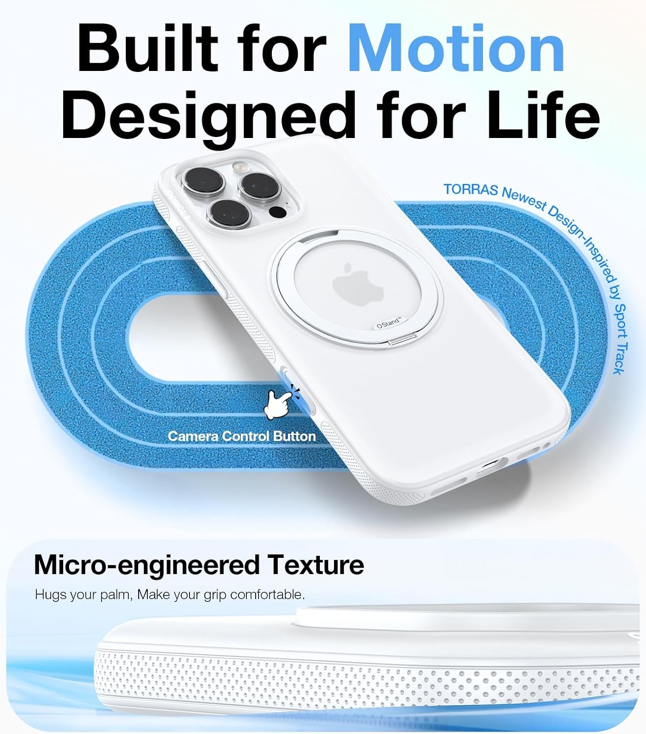 image:imageTORRAS O3 Fitness for iPhone 16 Pro Case Magnetic Stand Fit for MagSafe 360 Rotatable Stable Stand Camera Control Button MilitaryGrade Shockproof Slim amp Sleek Mint Green TranslucentGlacier White