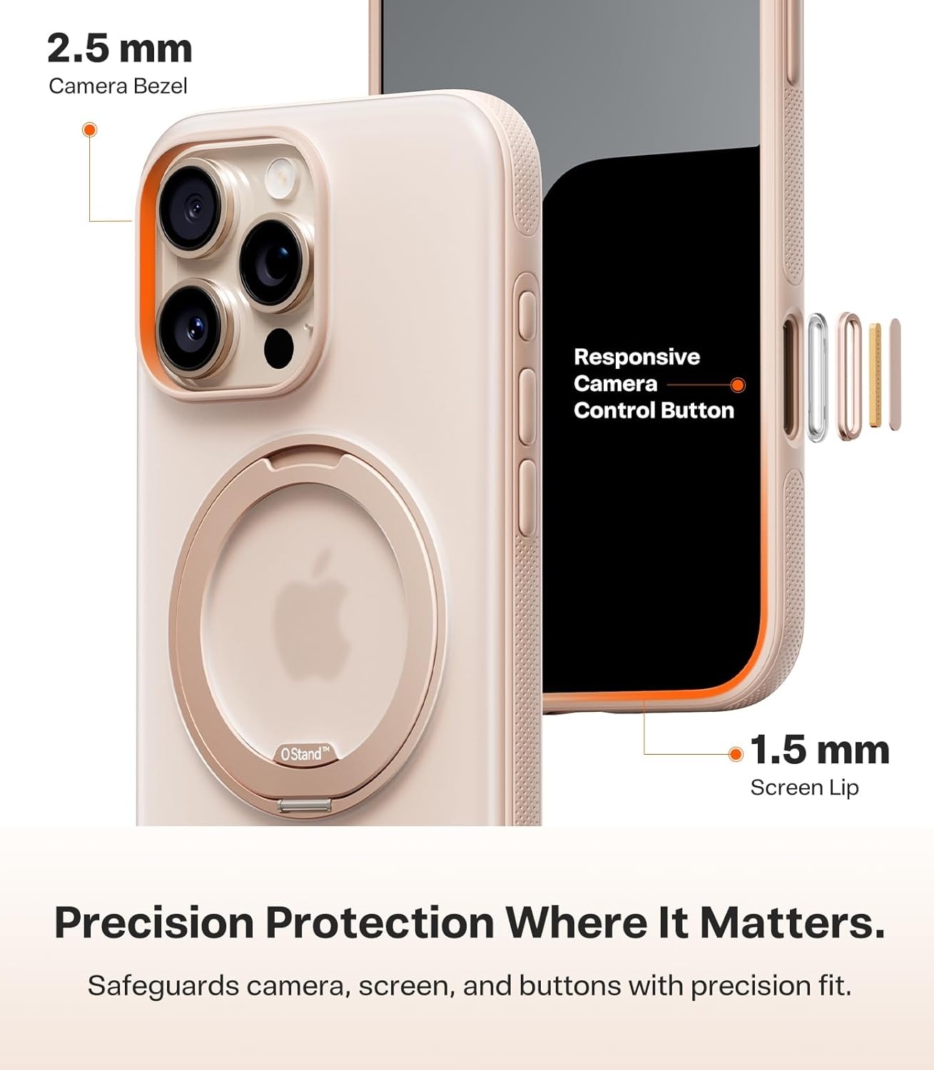 image:imageTORRAS O3 Fitness for iPhone 16 Pro Case Magnetic Stand Fit for MagSafe 360 Rotatable Stable Stand Camera Control Button MilitaryGrade Shockproof Slim amp Sleek Mint Green TranslucentDesert Titanium