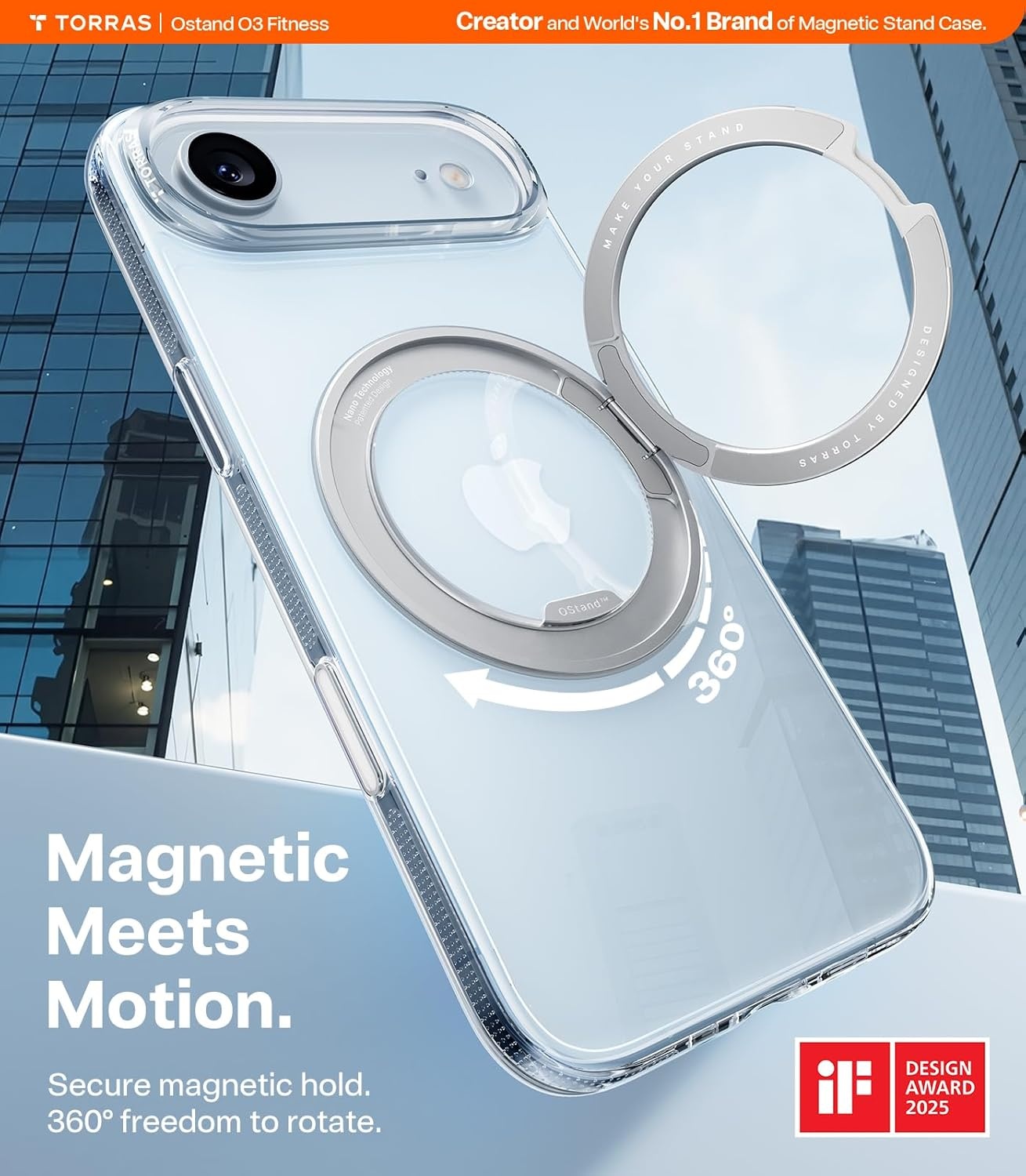 image:imageTORRAS O3 Fitness for iPhone 16 Pro Case Magnetic Stand Fit for MagSafe 360 Rotatable Stable Stand Camera Control Button MilitaryGrade Shockproof Slim amp Sleek Mint Green TranslucentCrystal Clear