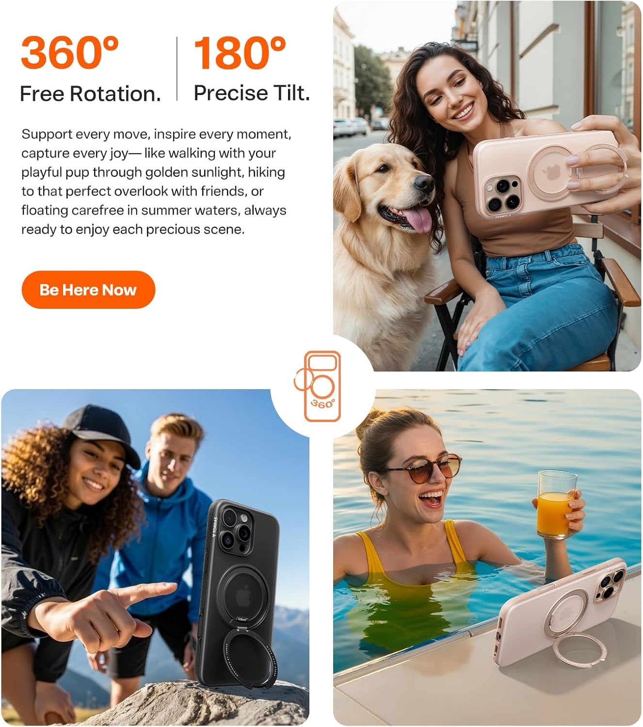 image:imageTORRAS O3 Fitness for iPhone 16 Pro Case Magnetic Stand Fit for MagSafe 360 Rotatable Stable Stand Camera Control Button MilitaryGrade Shockproof Slim amp Sleek Mint Green TranslucentDesert Titanium