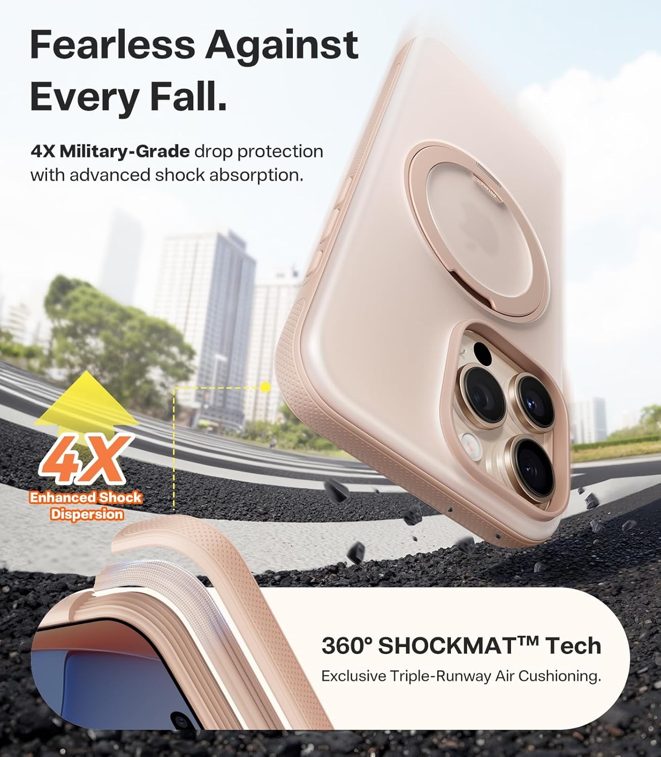image:imageTORRAS O3 Fitness for iPhone 16 Pro Case Magnetic Stand Fit for MagSafe 360 Rotatable Stable Stand Camera Control Button MilitaryGrade Shockproof Slim amp Sleek Mint Green TranslucentDesert Titanium