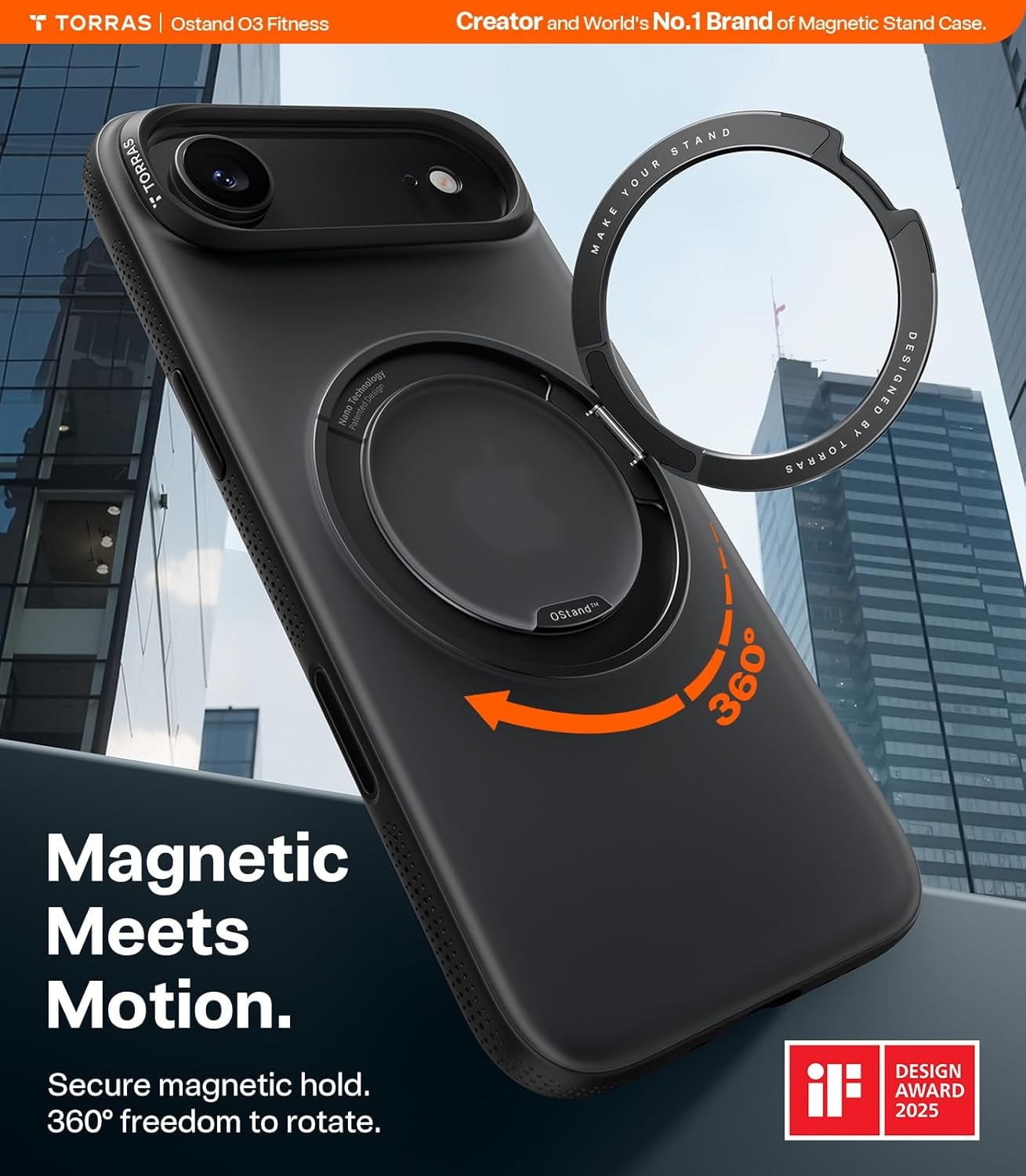 image:imageTORRAS O3 Fitness for iPhone 16 Pro Case Magnetic Stand Fit for MagSafe 360 Rotatable Stable Stand Camera Control Button MilitaryGrade Shockproof Slim amp Sleek Mint Green TranslucentObsidian Black