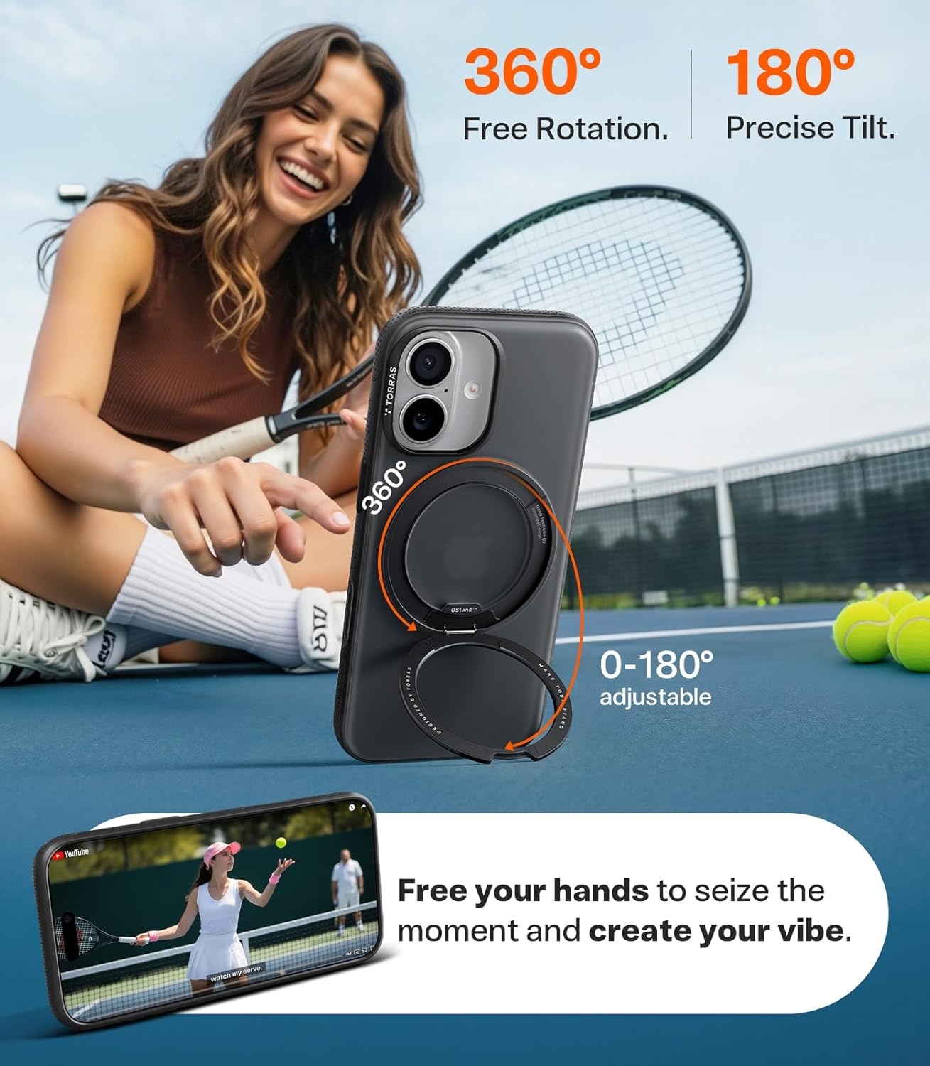 image:imageTORRAS O3 Fitness for iPhone 16 Pro Case Magnetic Stand Fit for MagSafe 360 Rotatable Stable Stand Camera Control Button MilitaryGrade Shockproof Slim amp Sleek Mint Green TranslucentObsidian Black
