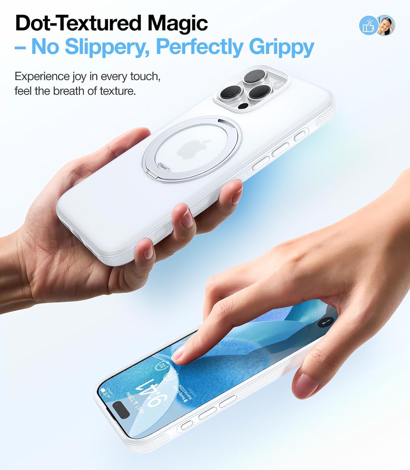 image:imageTORRAS O3 Fitness for iPhone 16 Pro Case Magnetic Stand Fit for MagSafe 360 Rotatable Stable Stand Camera Control Button MilitaryGrade Shockproof Slim amp Sleek Mint Green TranslucentGlacier White