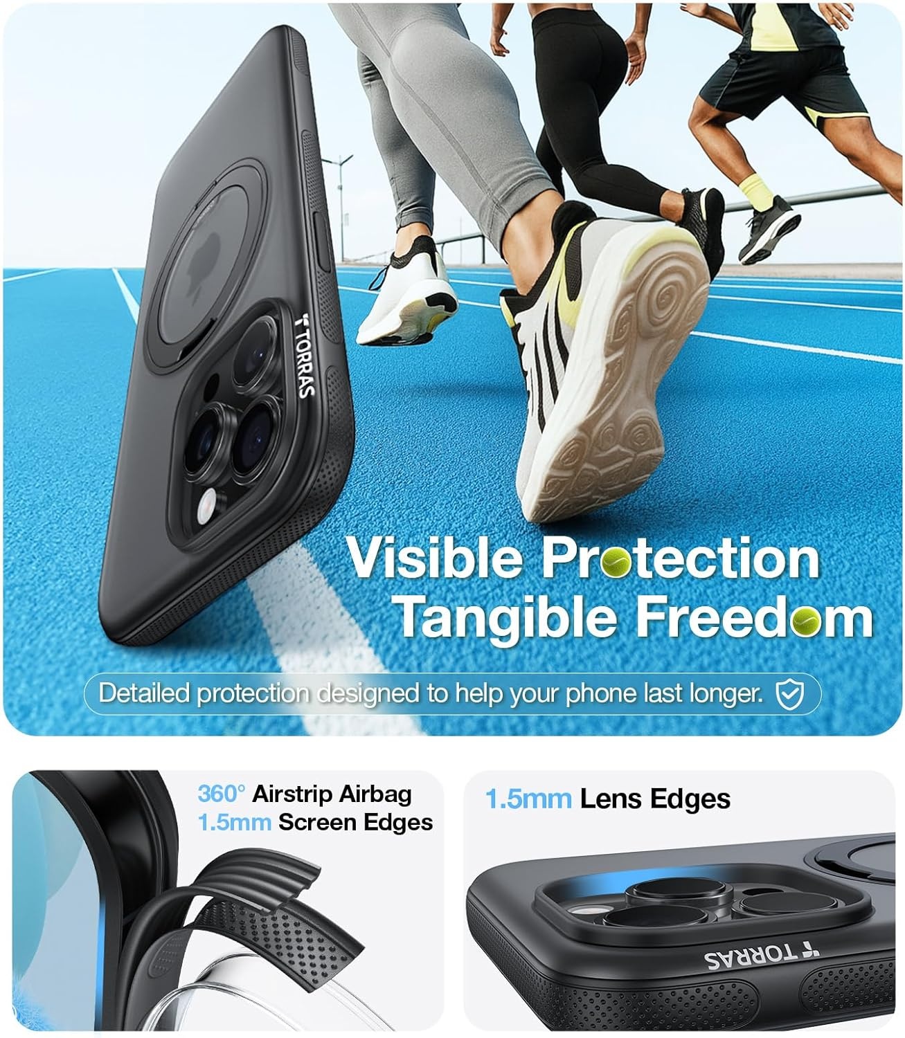 image:imageTORRAS O3 Fitness for iPhone 16 Pro Case Magnetic Stand Fit for MagSafe 360 Rotatable Stable Stand Camera Control Button MilitaryGrade Shockproof Slim amp Sleek Mint Green TranslucentObsidian Black