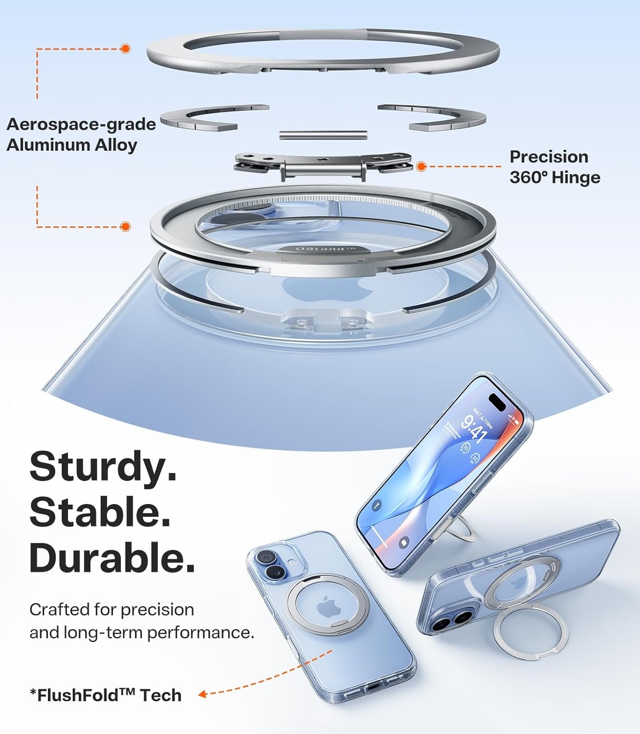 image:imageTORRAS O3 Fitness for iPhone 16 Pro Case Magnetic Stand Fit for MagSafe 360 Rotatable Stable Stand Camera Control Button MilitaryGrade Shockproof Slim amp Sleek Mint Green TranslucentCrystal Clear