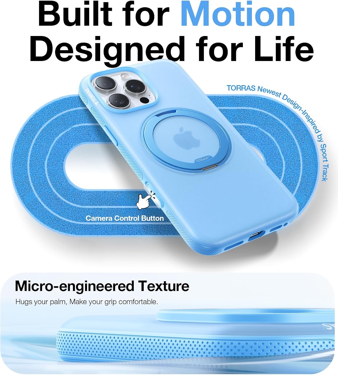 image:imageTORRAS O3 Fitness for iPhone 16 Pro Case Magnetic Stand Fit for MagSafe 360 Rotatable Stable Stand Camera Control Button MilitaryGrade Shockproof Slim amp Sleek Mint Green TranslucentCoastal Blue