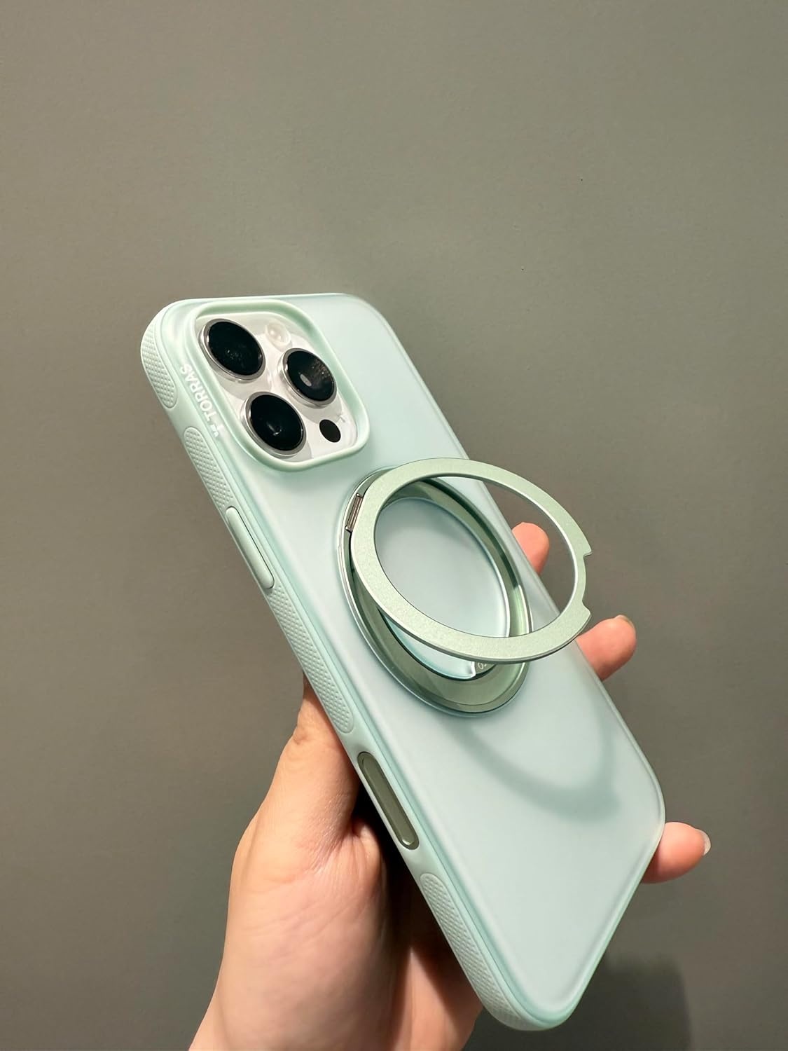 image:imageTORRAS O3 Fitness for iPhone 16 Pro Case Magnetic Stand Fit for MagSafe 360 Rotatable Stable Stand Camera Control Button MilitaryGrade Shockproof Slim amp Sleek Mint Green TranslucentMint Green