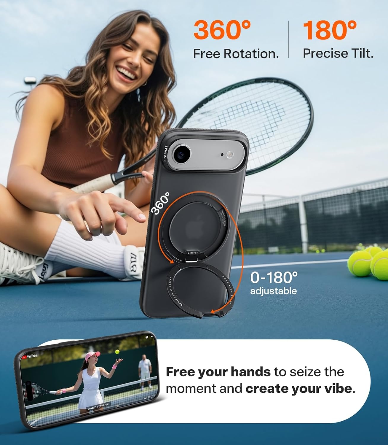image:imageTORRAS O3 Fitness for iPhone 16 Pro Case Magnetic Stand Fit for MagSafe 360 Rotatable Stable Stand Camera Control Button MilitaryGrade Shockproof Slim amp Sleek Mint Green TranslucentObsidian Black