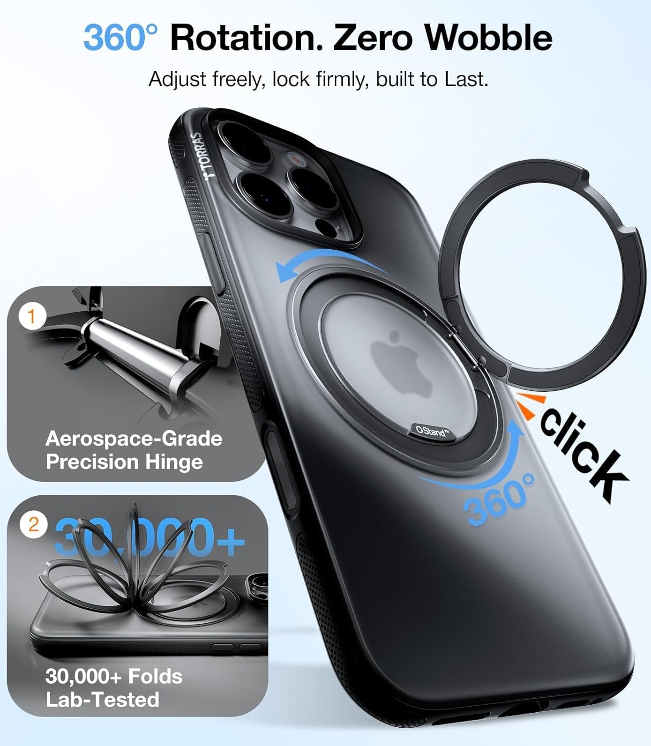 image:imageTORRAS O3 Fitness for iPhone 16 Pro Case Magnetic Stand Fit for MagSafe 360 Rotatable Stable Stand Camera Control Button MilitaryGrade Shockproof Slim amp Sleek Mint Green TranslucentObsidian Black
