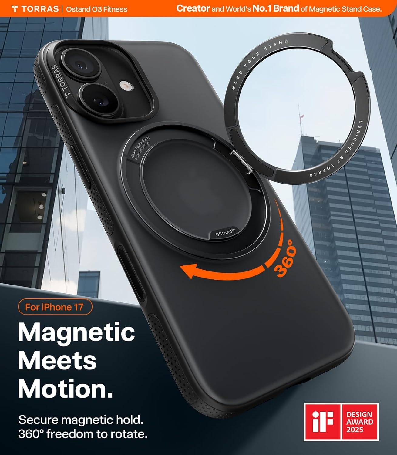 image:imageTORRAS O3 Fitness for iPhone 16 Pro Case Magnetic Stand Fit for MagSafe 360 Rotatable Stable Stand Camera Control Button MilitaryGrade Shockproof Slim amp Sleek Mint Green TranslucentObsidian Black