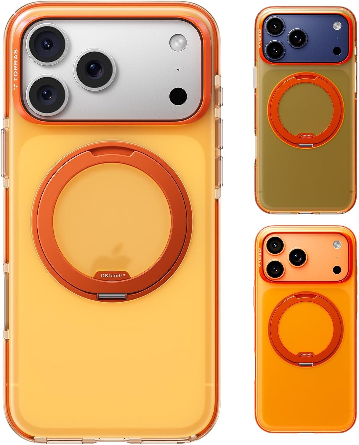 image:imageTORRAS O3 Hue for iPhone 17 Pro Case4X MilitaryGrade Air Drop Protection with Shockproof Airbag Bumper360 Strong Magnetic Stand Compatible with MagSafeColorblock Aesthetic 63 inchIndigo BlueGolden Citrus