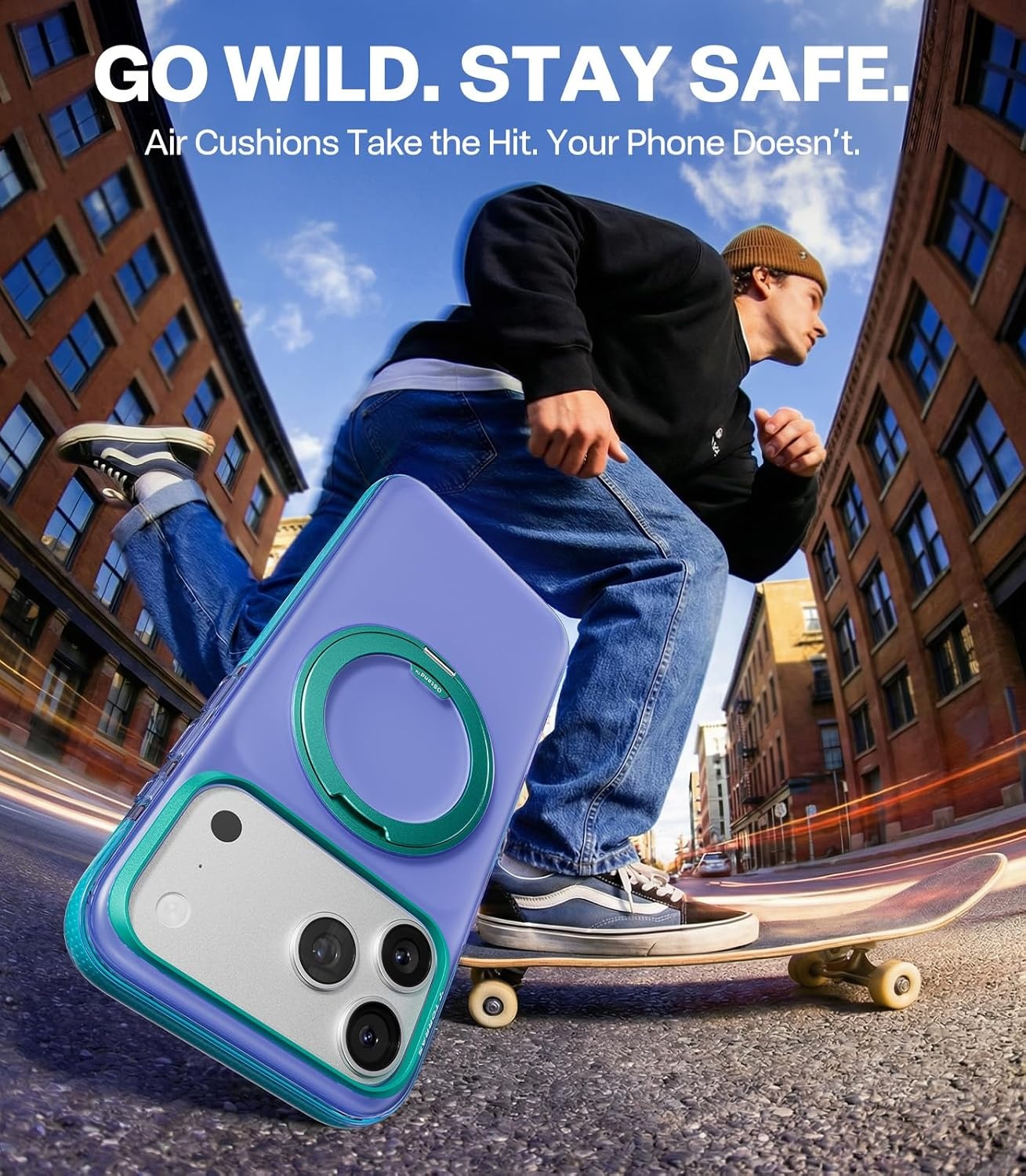 image:imageTORRAS O3 Hue for iPhone 17 Pro Case4X MilitaryGrade Air Drop Protection with Shockproof Airbag Bumper360 Strong Magnetic Stand Compatible with MagSafeColorblock Aesthetic 63 inchIndigo BlueIndigo Blue