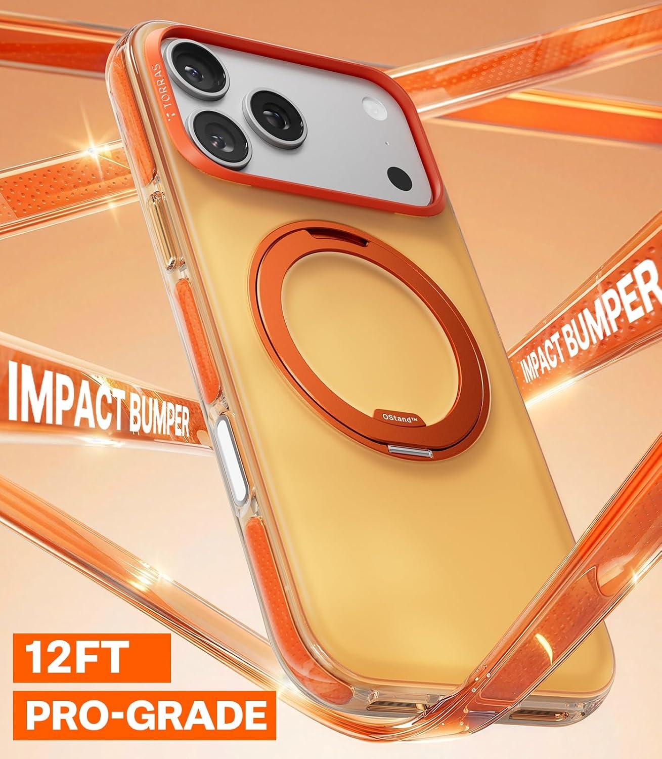 image:imageTORRAS O3 Hue for iPhone 17 Pro Case4X MilitaryGrade Air Drop Protection with Shockproof Airbag Bumper360 Strong Magnetic Stand Compatible with MagSafeColorblock Aesthetic 63 inchIndigo BlueGolden Citrus