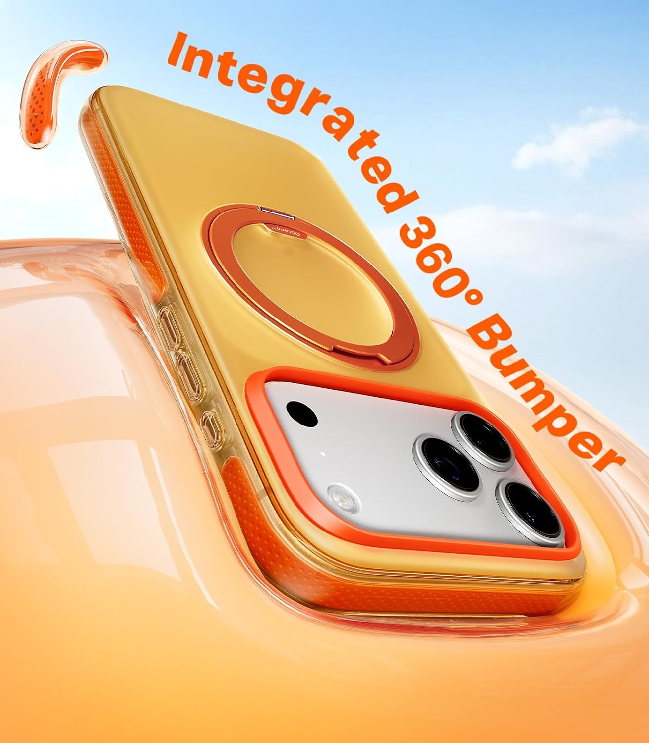 image:imageTORRAS O3 Hue for iPhone 17 Pro Max Case4X MilitaryGrade Air Drop Protection with Shockproof Airbag Bumper360 Magnetic Stand Compatible with MagSafe Phone CaseColorblock AestheticIndigo BlueGolden Citrus