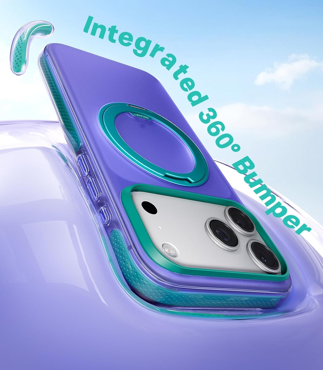 image:imageTORRAS O3 Hue for iPhone 17 Pro Max Case4X MilitaryGrade Air Drop Protection with Shockproof Airbag Bumper360 Magnetic Stand Compatible with MagSafe Phone CaseColorblock AestheticIndigo BlueIndigo Blue