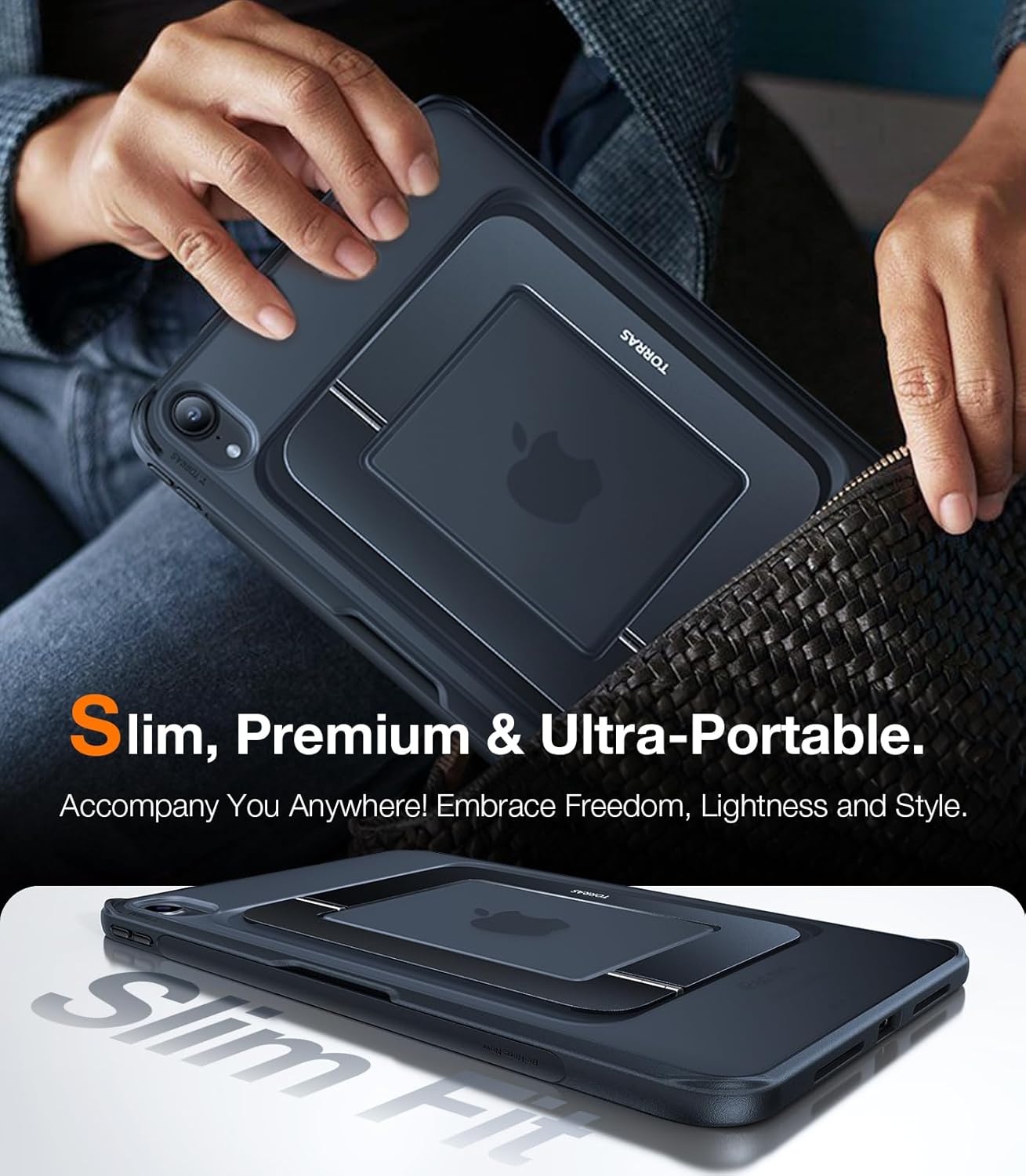 image:imageTORRAS Ostand K1 Guardian for iPad Pro 11 inch 4th3rd2nd1st Generation 2022 2021 2020 2018 with Pencil Holder Ultra Stable Stand Multiple Adjustable Viewing Angles Slim Protection BlackBlack
