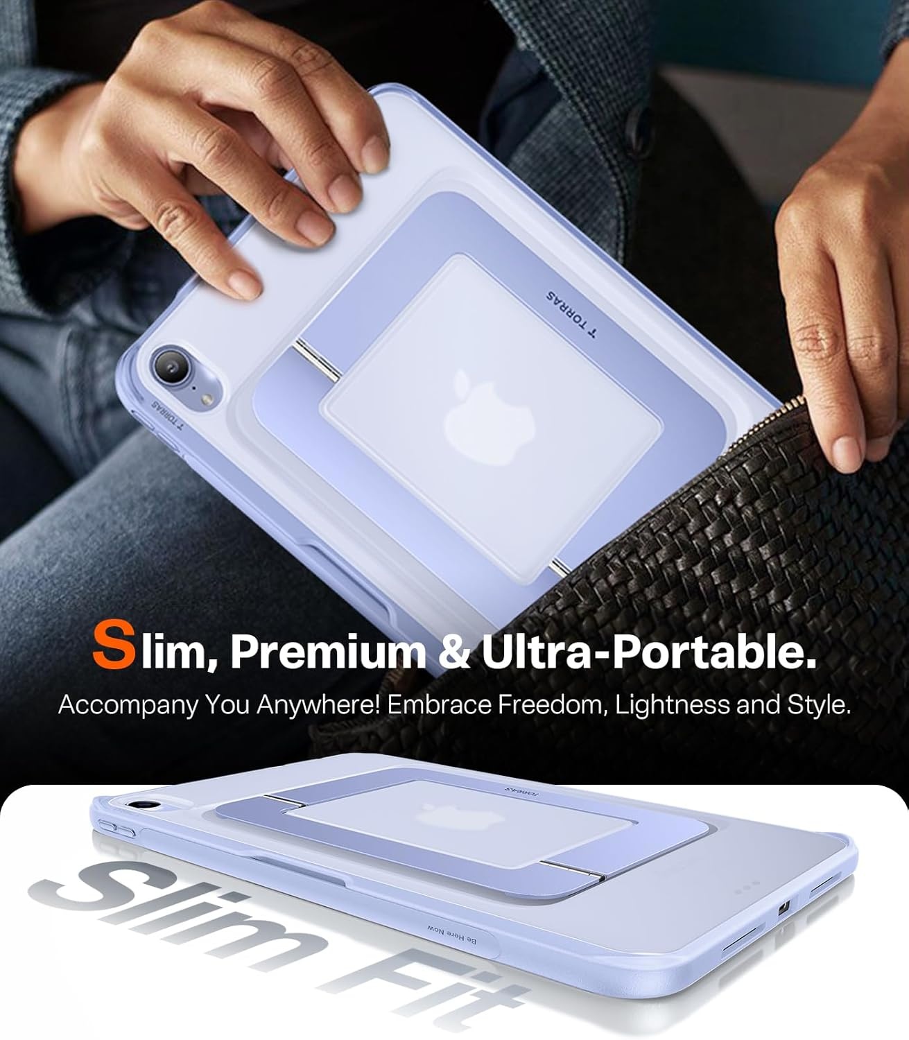 image:imageTORRAS Ostand K1 Guardian for iPad Pro 11 inch 4th3rd2nd1st Generation 2022 2021 2020 2018 with Pencil Holder Ultra Stable Stand Multiple Adjustable Viewing Angles Slim Protection BlackPurple