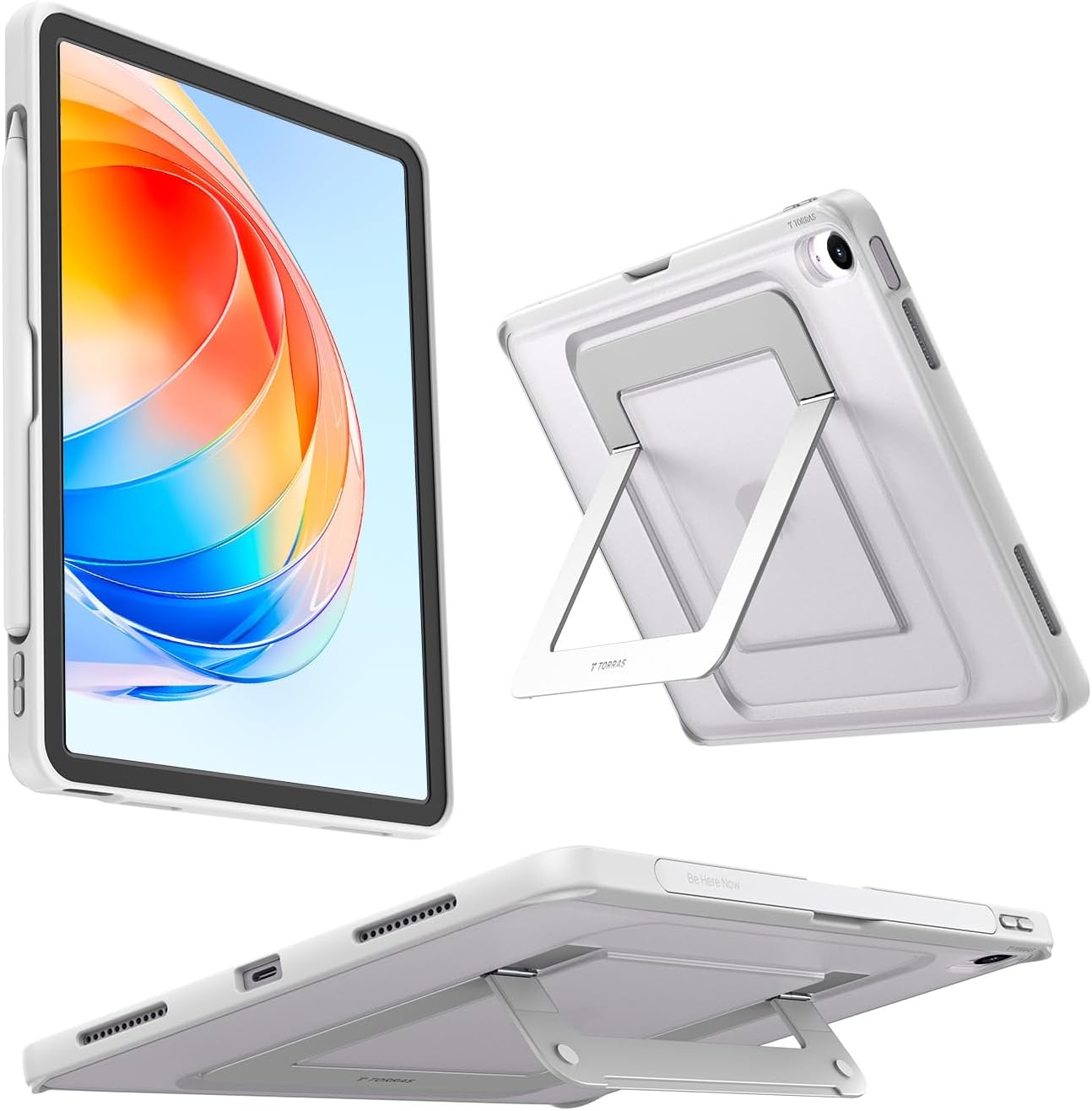 image:imageTORRAS Ostand K1 Guardian for iPad Pro 11 inch 4th3rd2nd1st Generation 2022 2021 2020 2018 with Pencil Holder Ultra Stable Stand Multiple Adjustable Viewing Angles Slim Protection BlackWhite