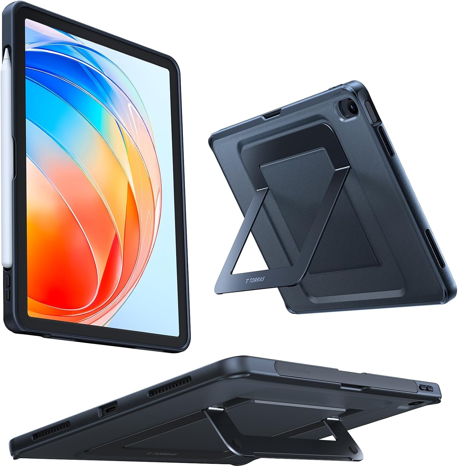 image:imageTORRAS Ostand K1 Guardian for iPad Pro 11 inch 4th3rd2nd1st Generation 2022 2021 2020 2018 with Pencil Holder Ultra Stable Stand Multiple Adjustable Viewing Angles Slim Protection BlackBlack