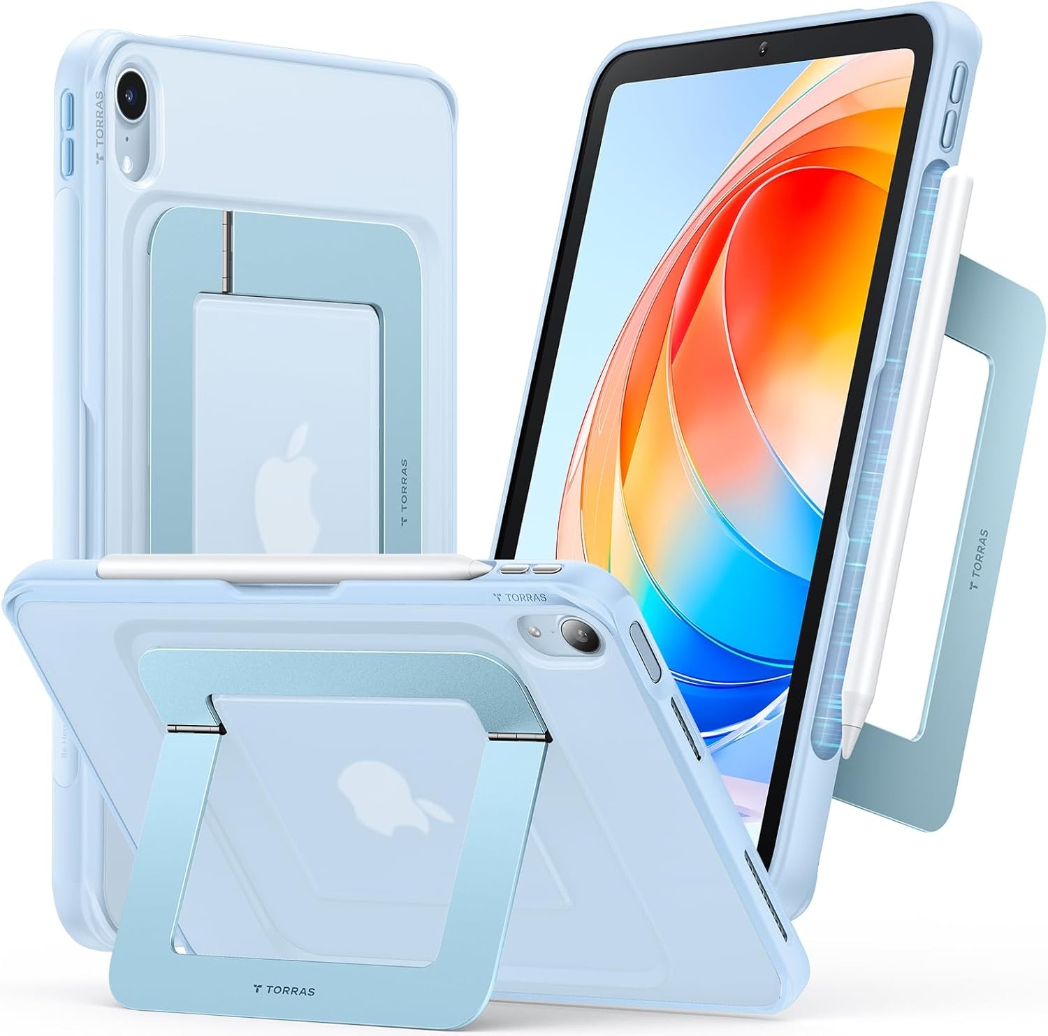 image:imageTORRAS Ostand K1 Guardian for iPad Pro 11 inch 4th3rd2nd1st Generation 2022 2021 2020 2018 with Pencil Holder Ultra Stable Stand Multiple Adjustable Viewing Angles Slim Protection BlackBlue
