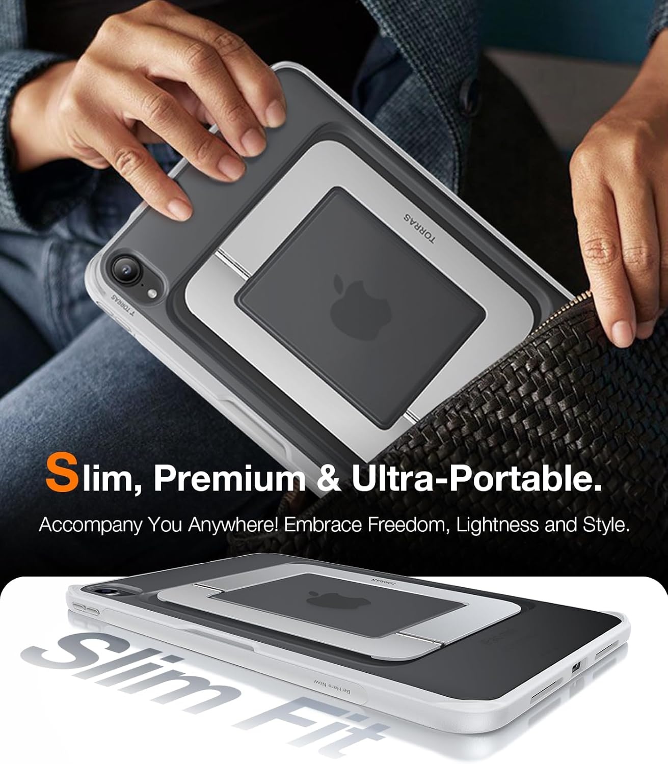 image:imageTORRAS Ostand K1 Guardian for iPad Pro 11 inch 4th3rd2nd1st Generation 2022 2021 2020 2018 with Pencil Holder Ultra Stable Stand Multiple Adjustable Viewing Angles Slim Protection BlackWhite