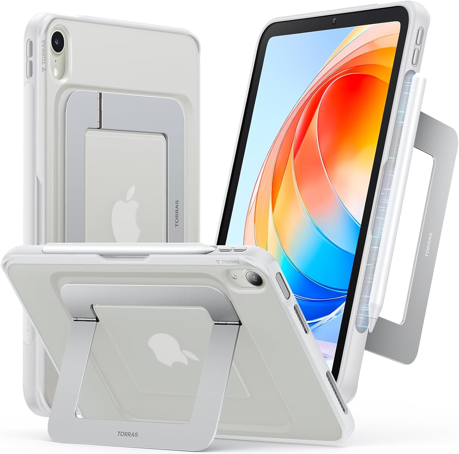 image:imageTORRAS Ostand K1 Guardian for iPad Pro 11 inch 4th3rd2nd1st Generation 2022 2021 2020 2018 with Pencil Holder Ultra Stable Stand Multiple Adjustable Viewing Angles Slim Protection BlackWhite