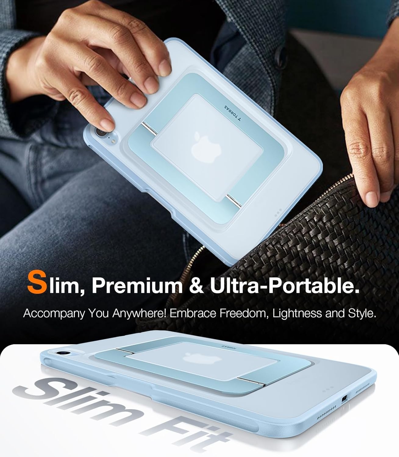 image:imageTORRAS Ostand K1 Guardian for iPad Pro 11 inch 4th3rd2nd1st Generation 2022 2021 2020 2018 with Pencil Holder Ultra Stable Stand Multiple Adjustable Viewing Angles Slim Protection BlackBlue