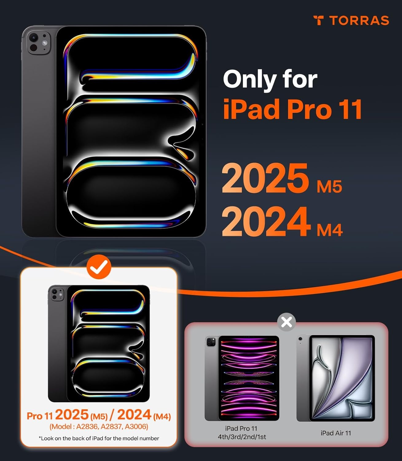 image:imageTORRAS Ostand K1 Guardian for iPad Pro 11 inch 4th3rd2nd1st Generation 2022 2021 2020 2018 with Pencil Holder Ultra Stable Stand Multiple Adjustable Viewing Angles Slim Protection BlackBlue