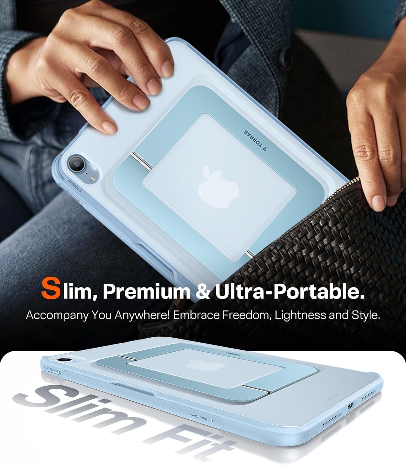 image:imageTORRAS Ostand K1 Guardian for iPad Pro 11 inch 4th3rd2nd1st Generation 2022 2021 2020 2018 with Pencil Holder Ultra Stable Stand Multiple Adjustable Viewing Angles Slim Protection BlackBlue