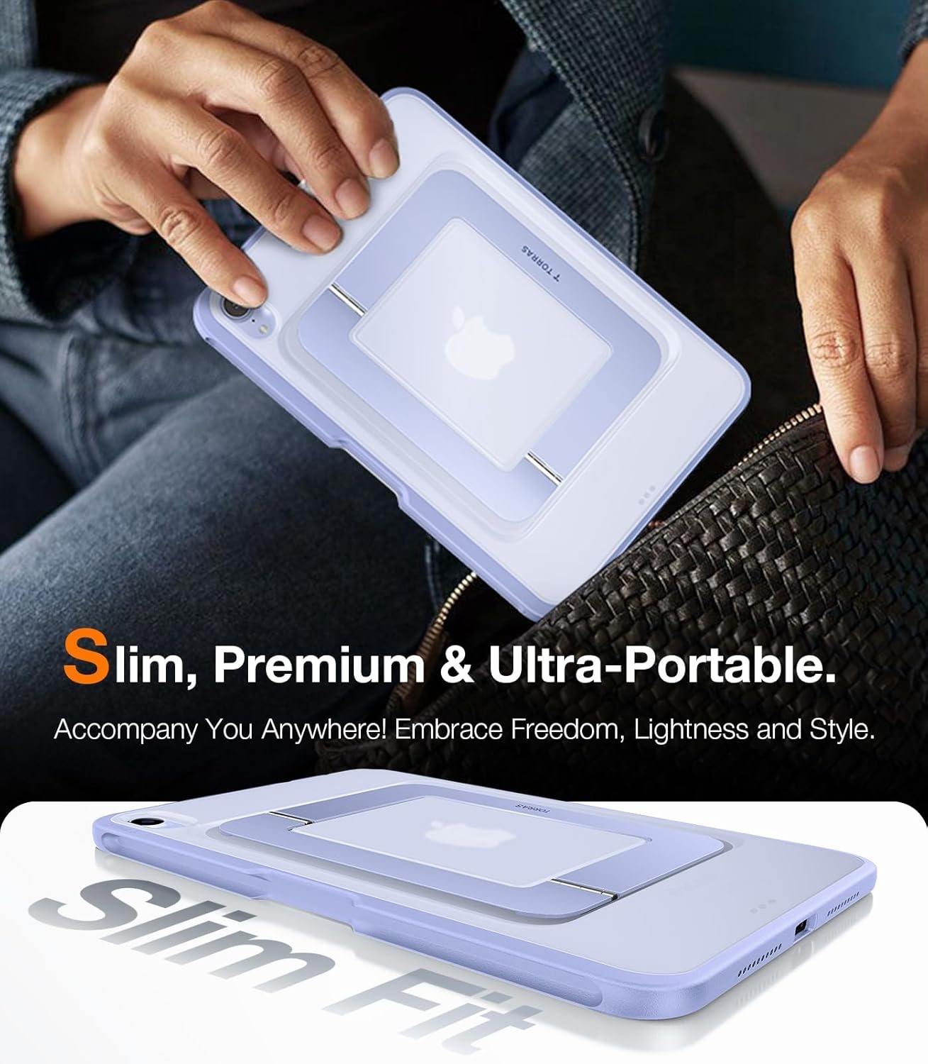 image:imageTORRAS Ostand K1 Guardian for iPad Pro 11 inch 4th3rd2nd1st Generation 2022 2021 2020 2018 with Pencil Holder Ultra Stable Stand Multiple Adjustable Viewing Angles Slim Protection BlackPurple