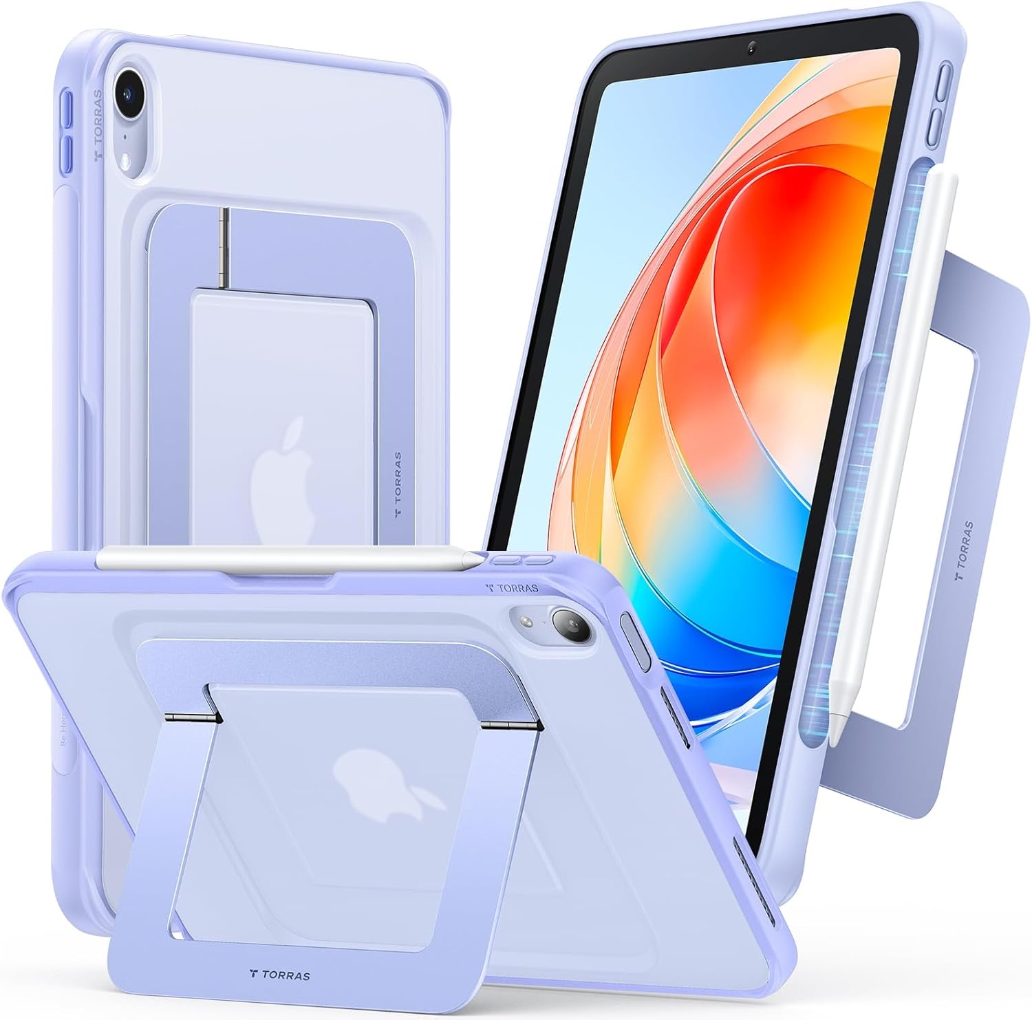 image:imageTORRAS Ostand K1 Guardian for iPad Pro 11 inch 4th3rd2nd1st Generation 2022 2021 2020 2018 with Pencil Holder Ultra Stable Stand Multiple Adjustable Viewing Angles Slim Protection BlackPurple