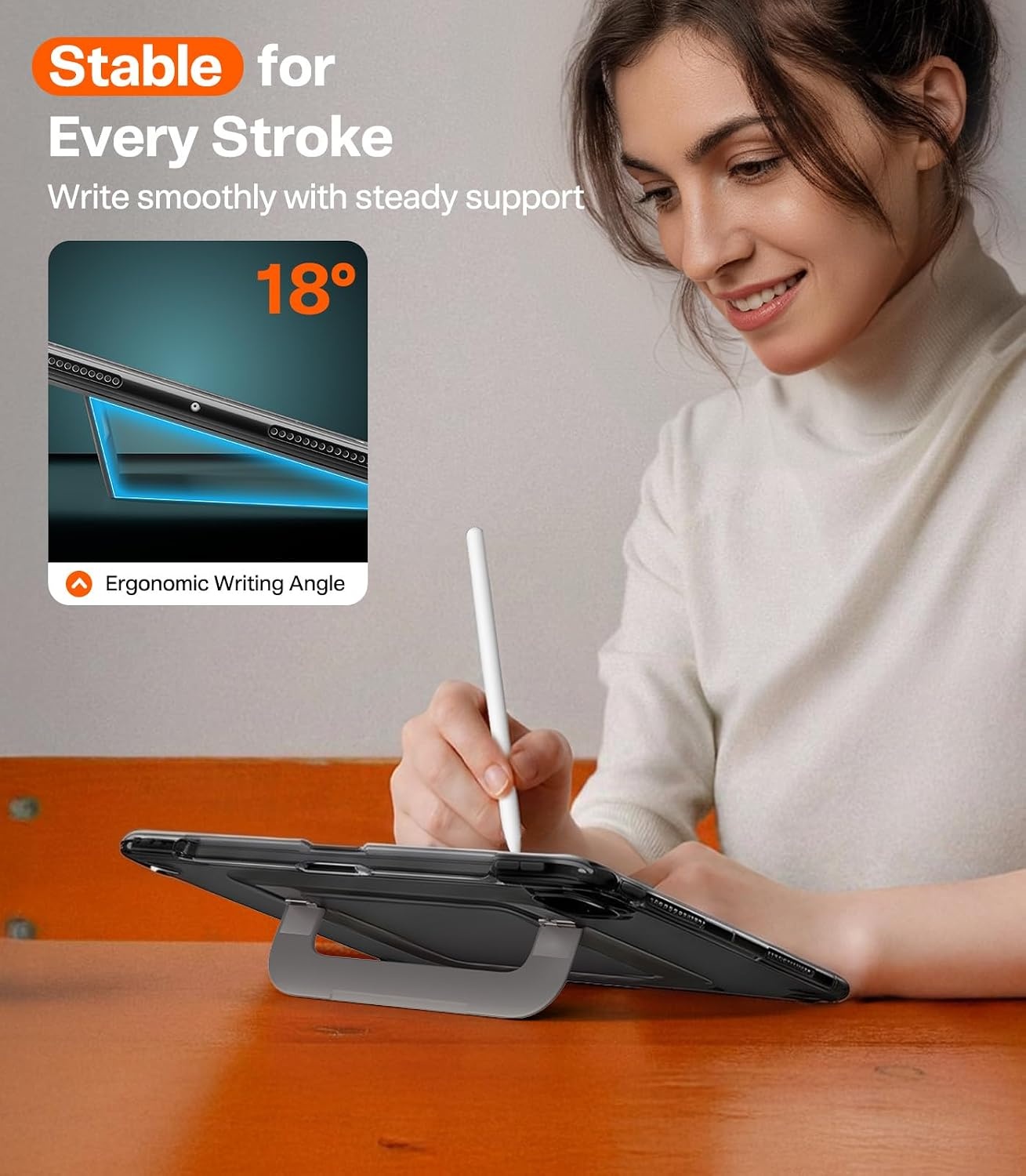image:imageTORRAS Ostand K3 Neo for iPad Air 11 Inch Case M4 2026 M3 2025 M2 2024 Viewing Angles AdjustableUltra Stable Stand Shockproof Protective Slim Kickstand Case with Pencil Holder Glacier SprintObsidian Black