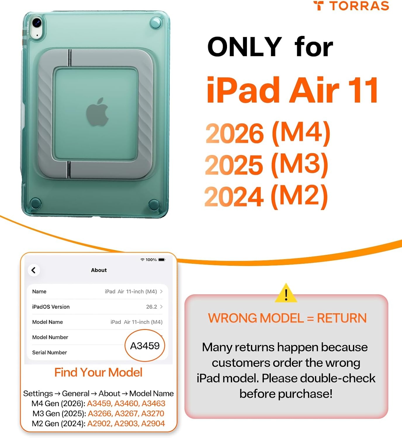 image:imageTORRAS Ostand K3 Neo for iPad Air 11 Inch Case M4 2026 M3 2025 M2 2024 Viewing Angles AdjustableUltra Stable Stand Shockproof Protective Slim Kickstand Case with Pencil Holder Glacier SprintGlacier Sprint