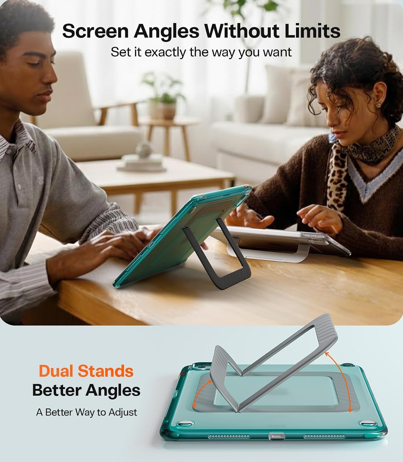 image:imageTORRAS Ostand K3 Neo for iPad Air 11 Inch Case M4 2026 M3 2025 M2 2024 Viewing Angles AdjustableUltra Stable Stand Shockproof Protective Slim Kickstand Case with Pencil Holder Glacier SprintGlacier Sprint