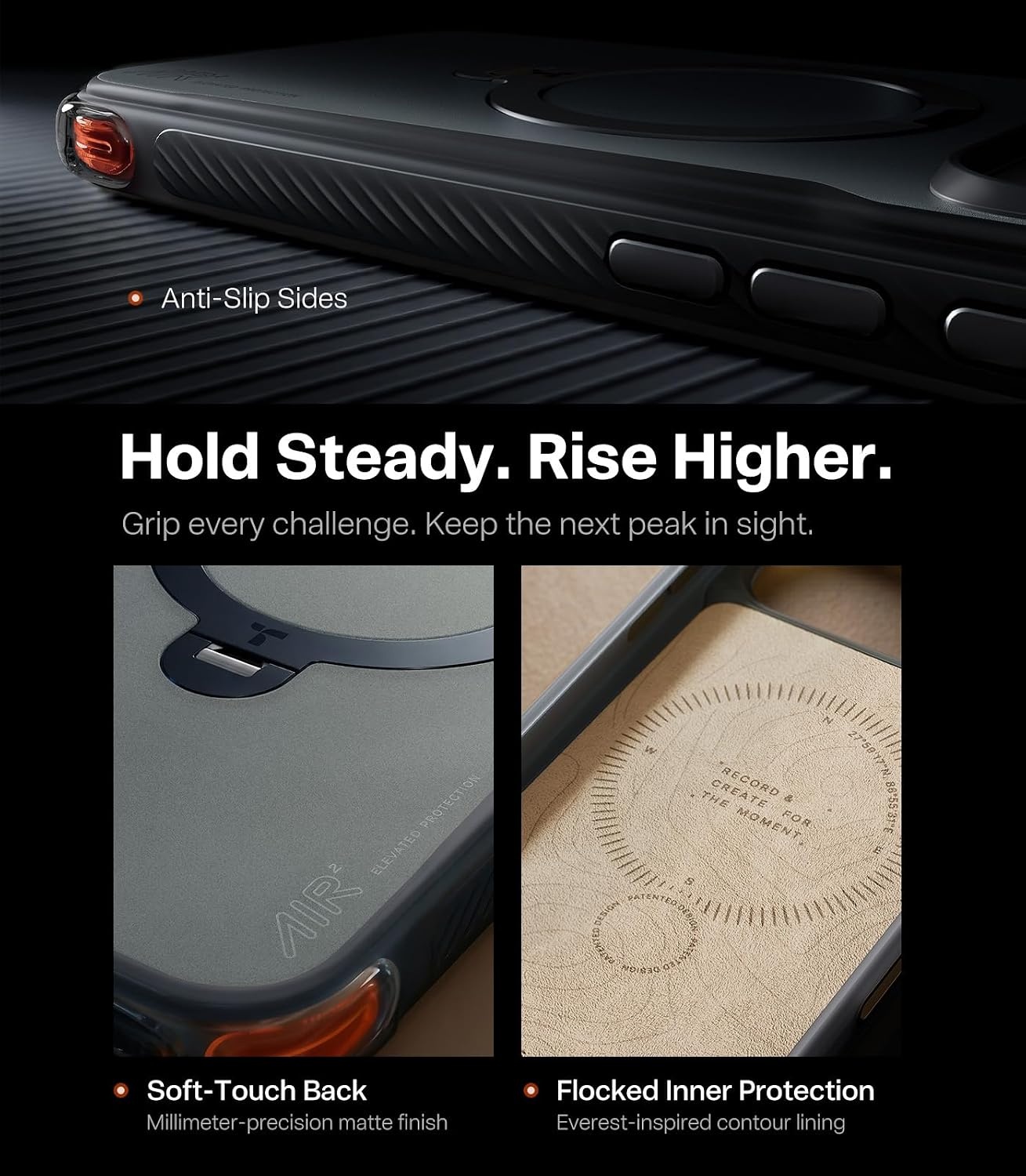 image:imageTORRAS Ostand Q3 Air Pro for iPhone 17 Pro Case 360 Magnetic Stand Fit for MagSafe Dual Airbag Protection AntiSlip Shockproof Phone Case for iPhone 17 Pro WhiteBlack