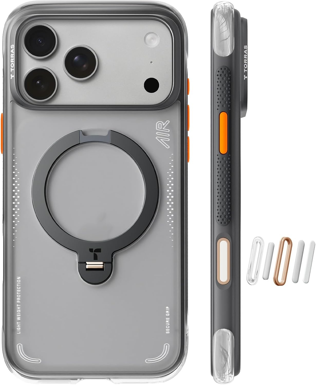 image:imageTORRAS Ostand Q3 Air for iPhone 16 Pro Max Case with 360 Magnetic Stand Fit for MagSafe Military Grade Drop Tested Camera Control Button Shockproof Phone Case for iPhone 16 Pro Max 69 BlackShadow Black