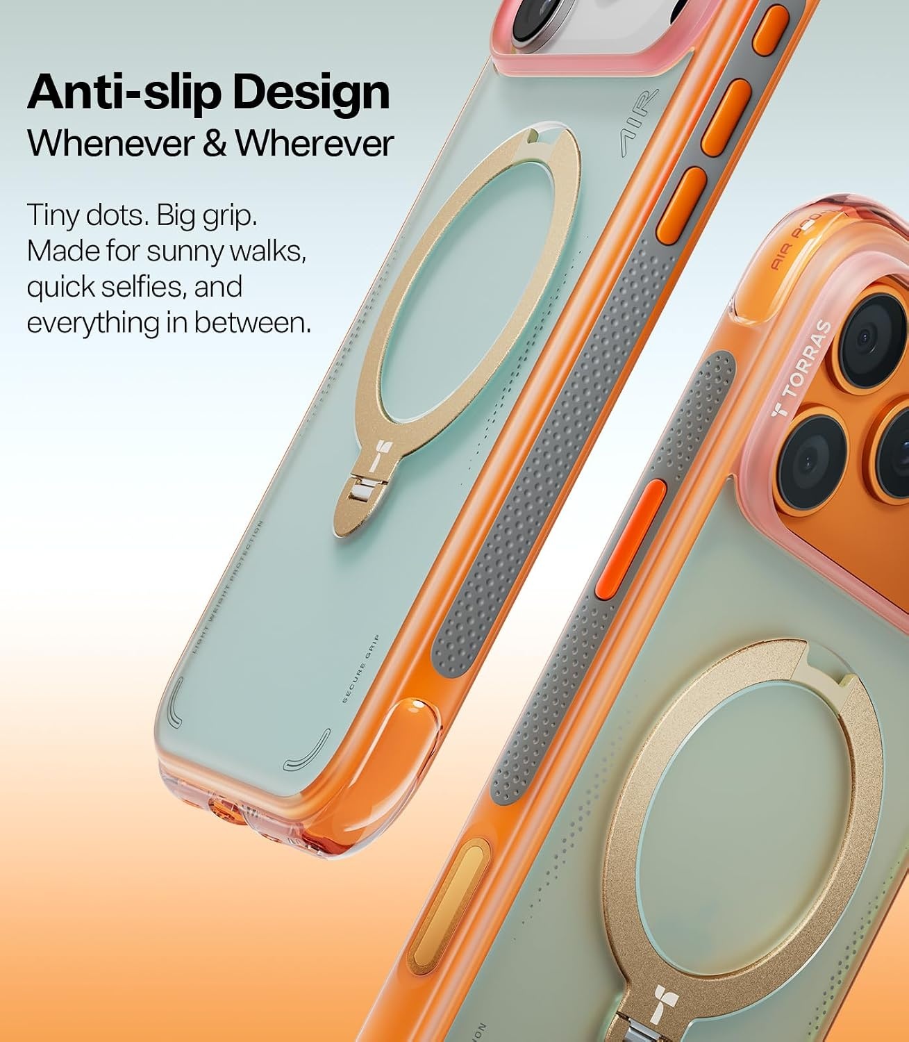 image:imageTORRAS Ostand Q3 Air for iPhone 16 Pro Max Case with 360 Magnetic Stand Fit for MagSafe Military Grade Drop Tested Camera Control Button Shockproof Phone Case for iPhone 16 Pro Max 69 BlackBlush Sage