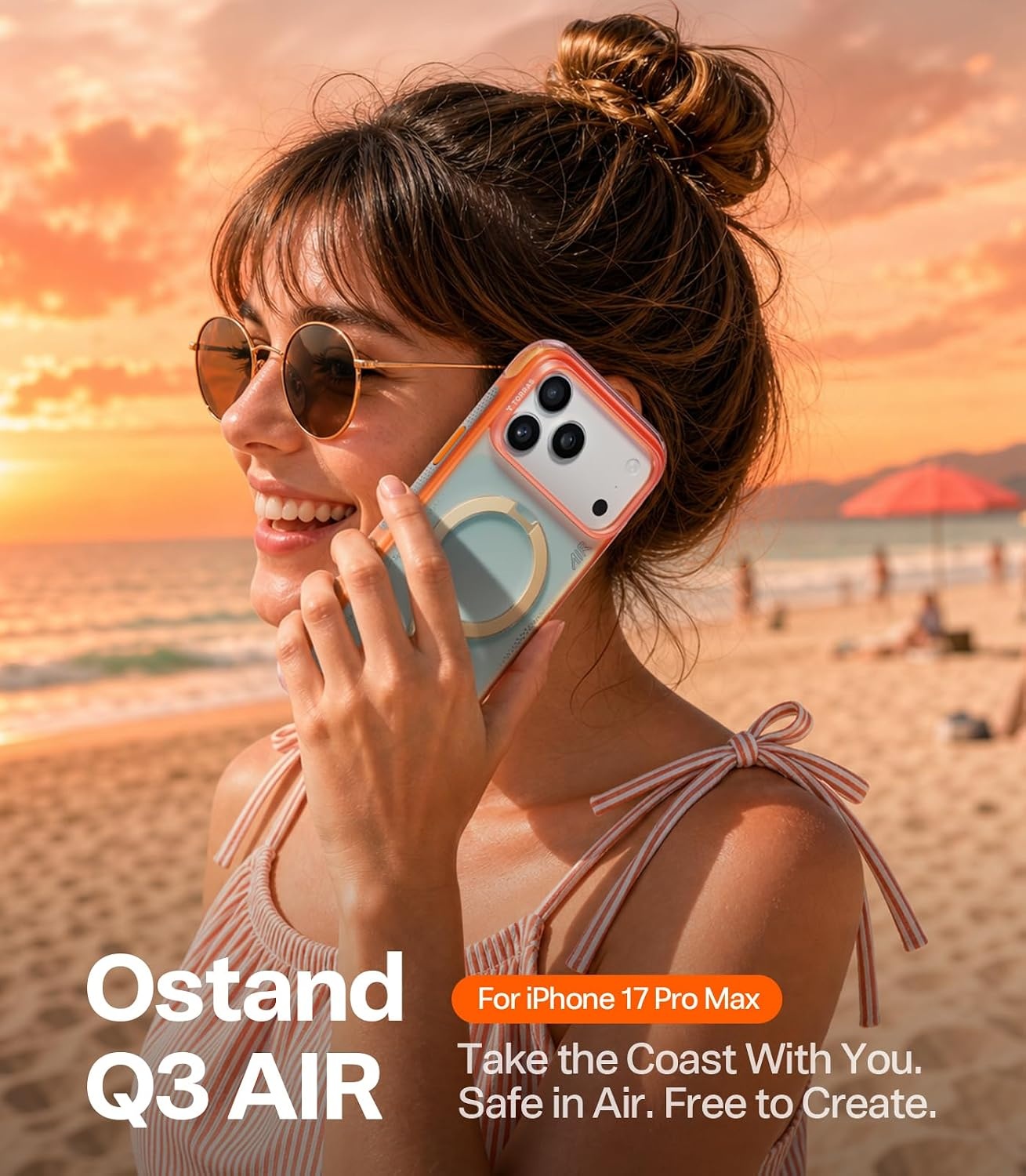 image:imageTORRAS Ostand Q3 Air for iPhone 16 Pro Max Case with 360 Magnetic Stand Fit for MagSafe Military Grade Drop Tested Camera Control Button Shockproof Phone Case for iPhone 16 Pro Max 69 BlackBlush Sage