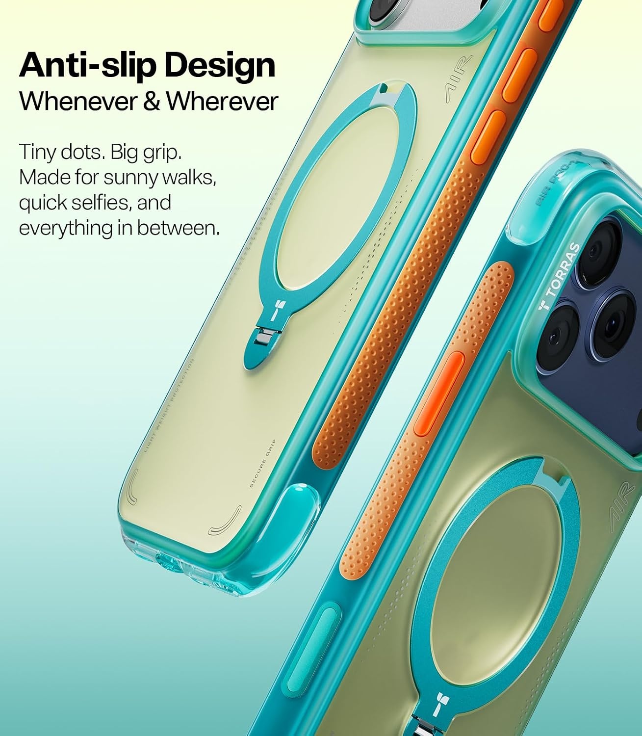 image:imageTORRAS Ostand Q3 Air for iPhone 16 Pro Max Case with 360 Magnetic Stand Fit for MagSafe Military Grade Drop Tested Camera Control Button Shockproof Phone Case for iPhone 16 Pro Max 69 BlackDune Sky