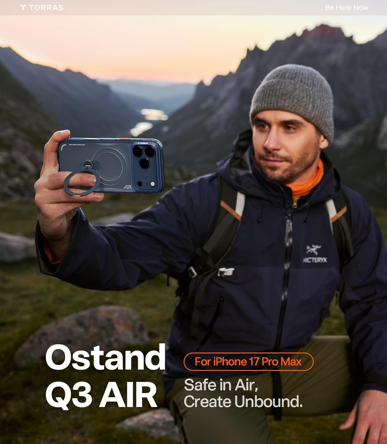 image:imageTORRAS Ostand Q3 Air for iPhone 16 Pro Max Case with 360 Magnetic Stand Fit for MagSafe Military Grade Drop Tested Camera Control Button Shockproof Phone Case for iPhone 16 Pro Max 69 BlackMidnight Blue