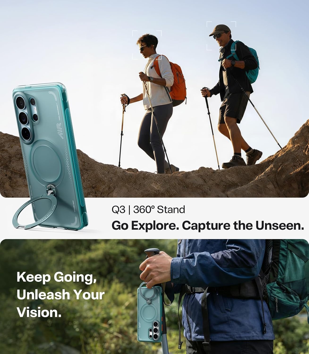 image:imageTORRAS Ostand Q3 Air for iPhone 16 Pro Max Case with 360 Magnetic Stand Fit for MagSafe Military Grade Drop Tested Camera Control Button Shockproof Phone Case for iPhone 16 Pro Max 69 BlackGlacier Sprint