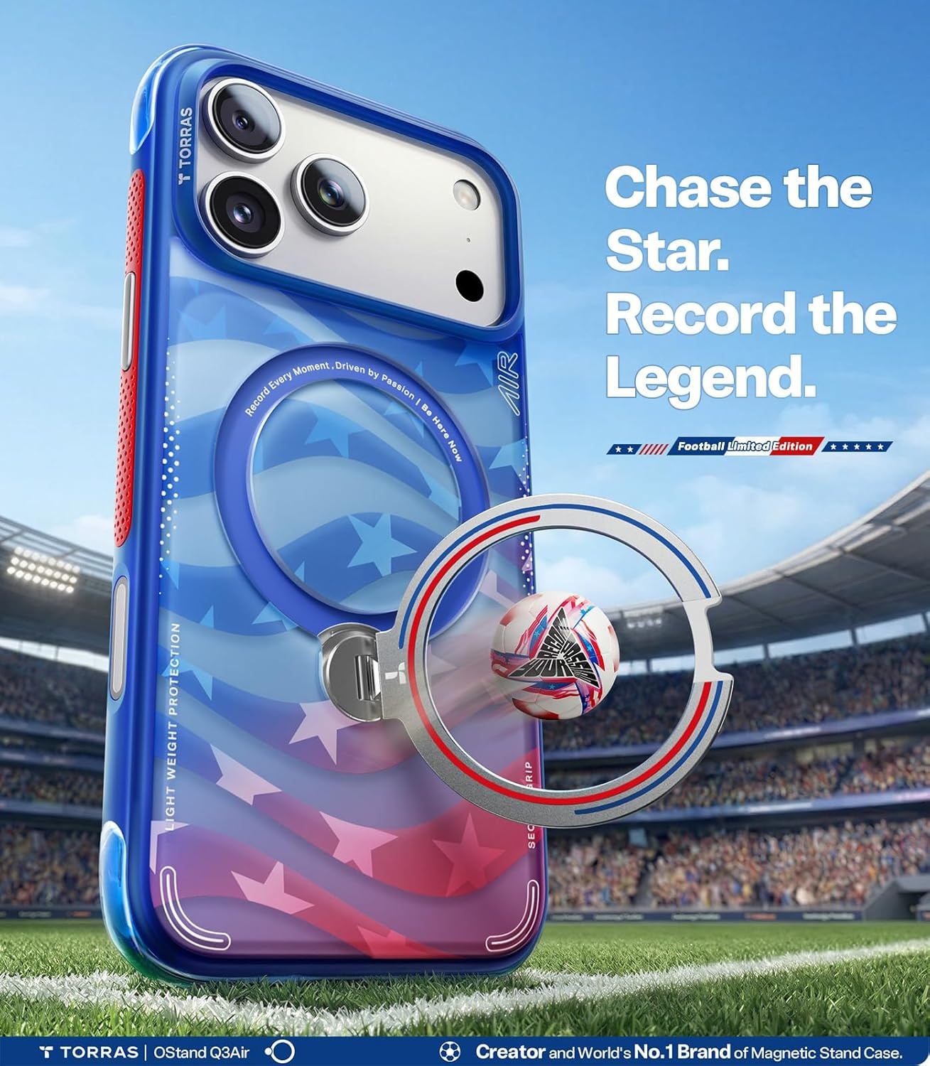 image:imageTORRAS Ostand Q3 Air for iPhone 16 Pro Max Case with 360 Magnetic Stand Fit for MagSafe Military Grade Drop Tested Camera Control Button Shockproof Phone Case for iPhone 16 Pro Max 69 BlackStarlight