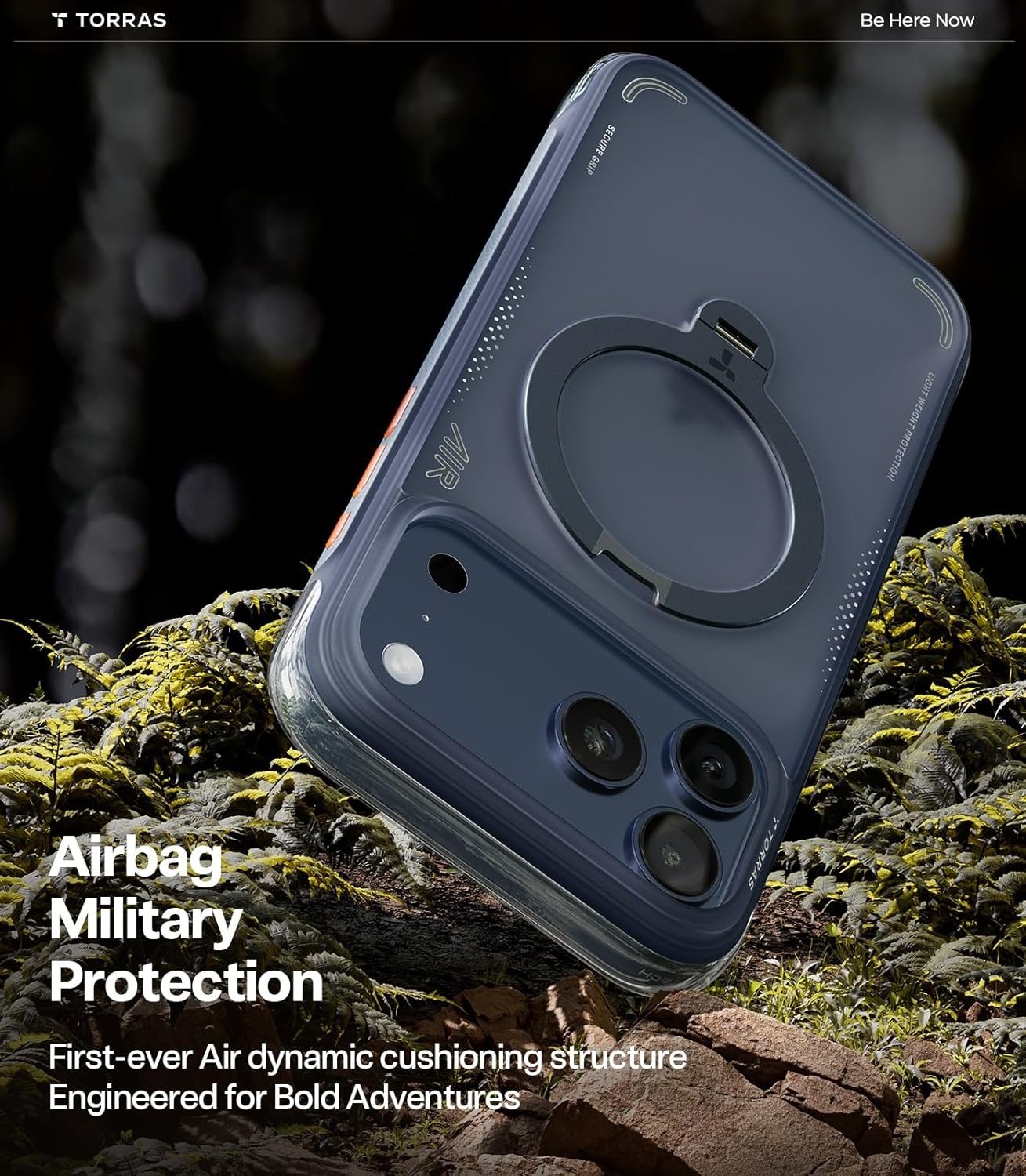 image:imageTORRAS Ostand Q3 Air for iPhone 16 Pro Max Case with 360 Magnetic Stand Fit for MagSafe Military Grade Drop Tested Camera Control Button Shockproof Phone Case for iPhone 16 Pro Max 69 BlackMidnight Blue