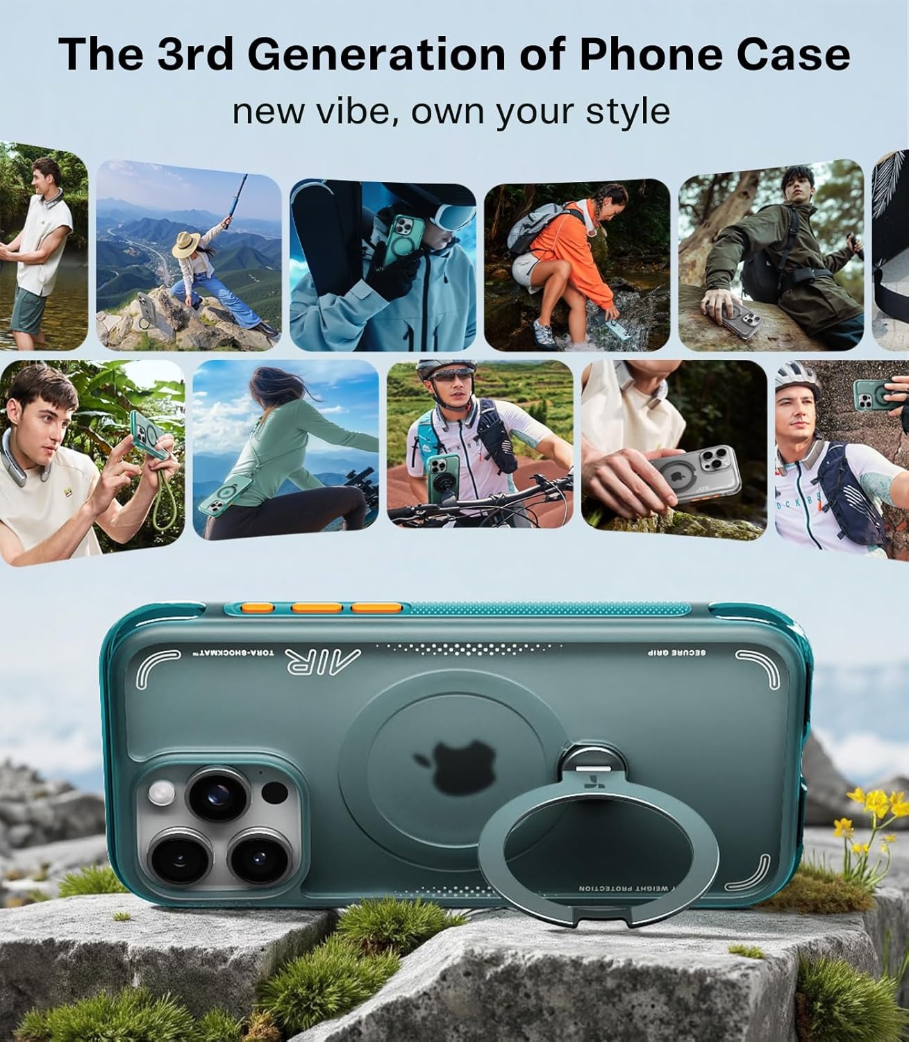 image:imageTORRAS Ostand Q3 Air for iPhone 16 Pro Max Case with 360 Magnetic Stand Fit for MagSafe Military Grade Drop Tested Camera Control Button Shockproof Phone Case for iPhone 16 Pro Max 69 BlackGlacier Sprint