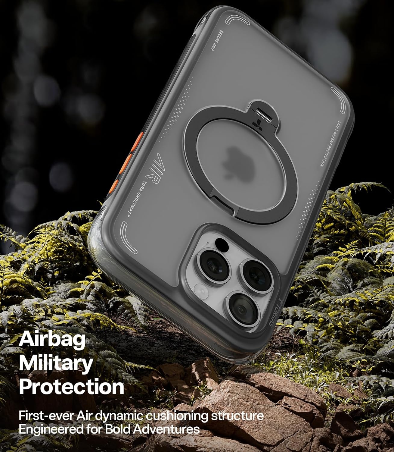 image:imageTORRAS Ostand Q3 Air for iPhone 16 Pro Max Case with 360 Magnetic Stand Fit for MagSafe Military Grade Drop Tested Camera Control Button Shockproof Phone Case for iPhone 16 Pro Max 69 BlackShadow Black