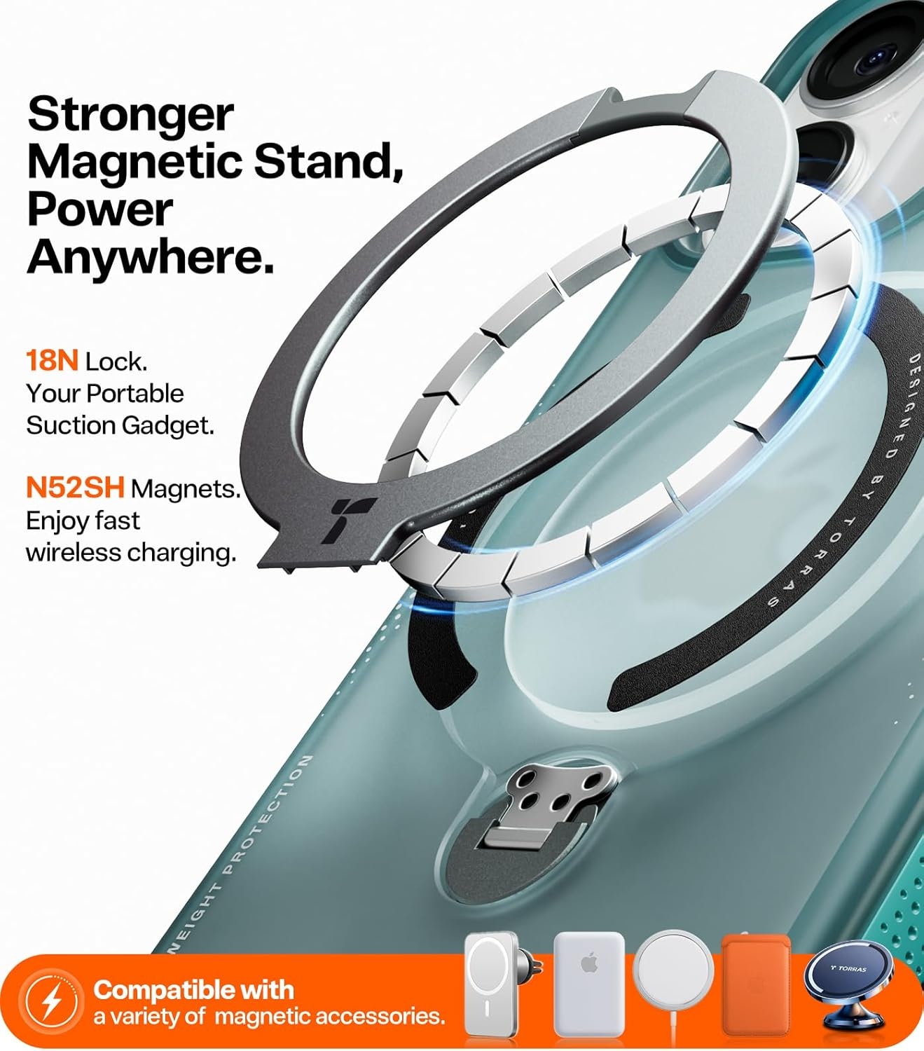 image:imageTORRAS Ostand Q3 Air for iPhone 16 Pro Max Case with 360 Magnetic Stand Fit for MagSafe Military Grade Drop Tested Camera Control Button Shockproof Phone Case for iPhone 16 Pro Max 69 BlackGlacier Sprint