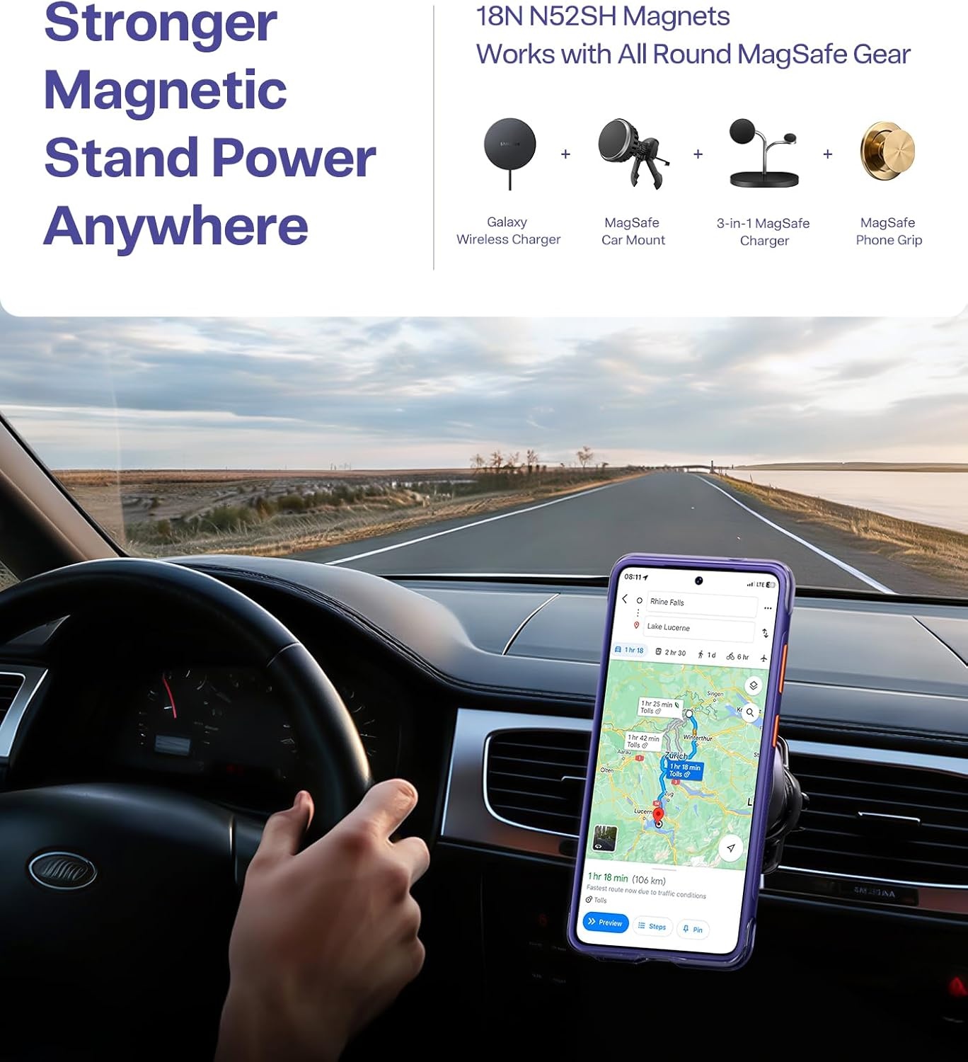 image:imageTORRAS Ostand Q3 Air for iPhone 16 Pro Max Case with 360 Magnetic Stand Fit for MagSafe Military Grade Drop Tested Camera Control Button Shockproof Phone Case for iPhone 16 Pro Max 69 BlackViolet Surge